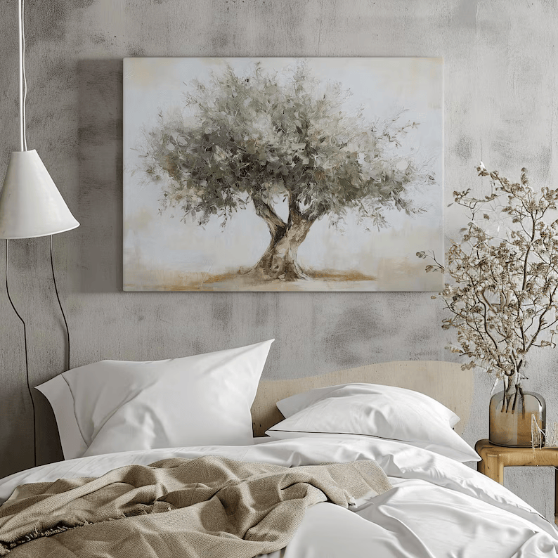 Olive Tree Painting – Minimalist Wabi Sabi Botanical Wall Art#yy710010