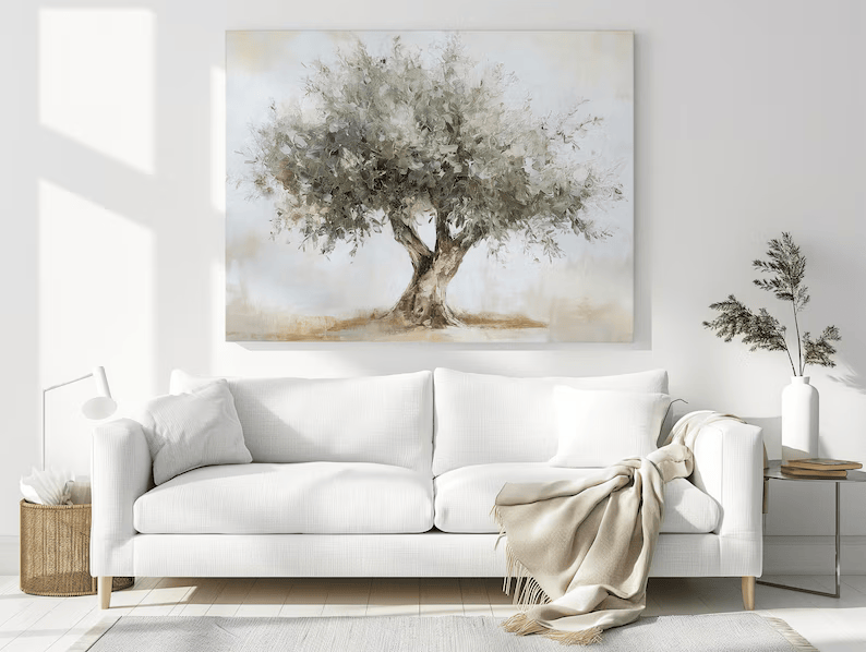 Olive Tree Painting – Minimalist Wabi Sabi Botanical Wall Art#yy710010