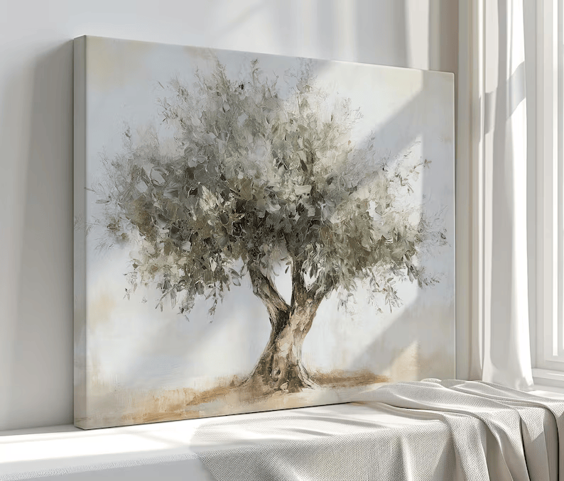 Olive Tree Painting – Minimalist Wabi Sabi Botanical Wall Art#yy710010