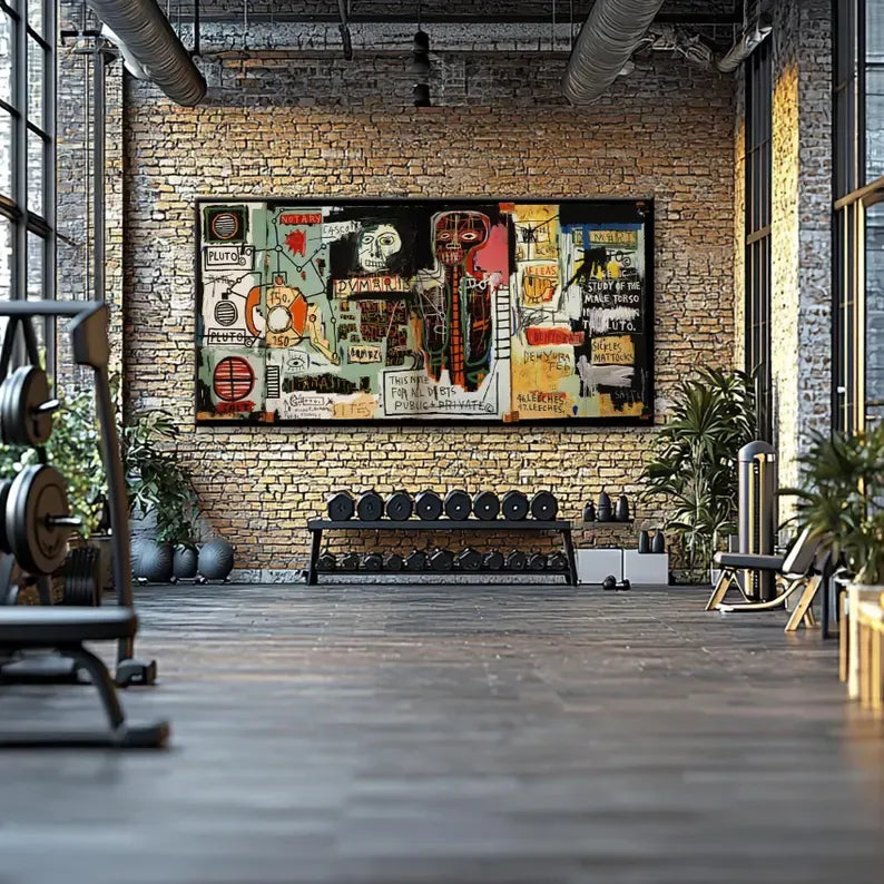 Basquiat Inspired Graffiti Painting – Contemporary Abstract Wall Art#yy710017