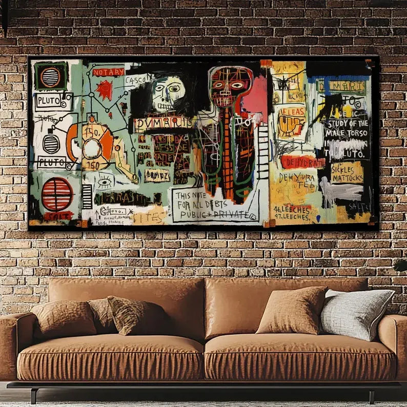 Basquiat Inspired Graffiti Painting – Contemporary Abstract Wall Art#yy710017