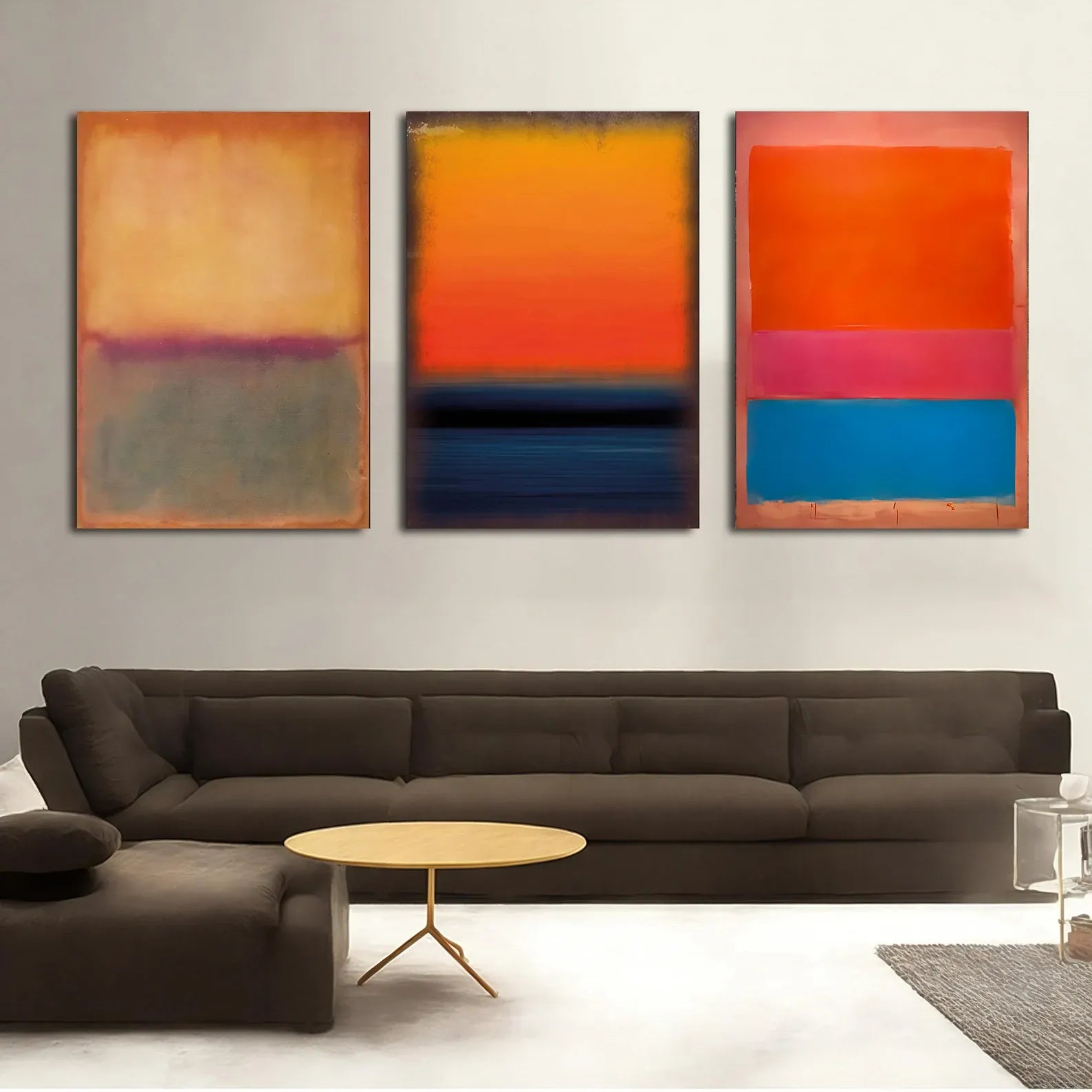 Abstract Triptych Painting – 3 Piece Modern Sunset Wall Art Set#yy710042