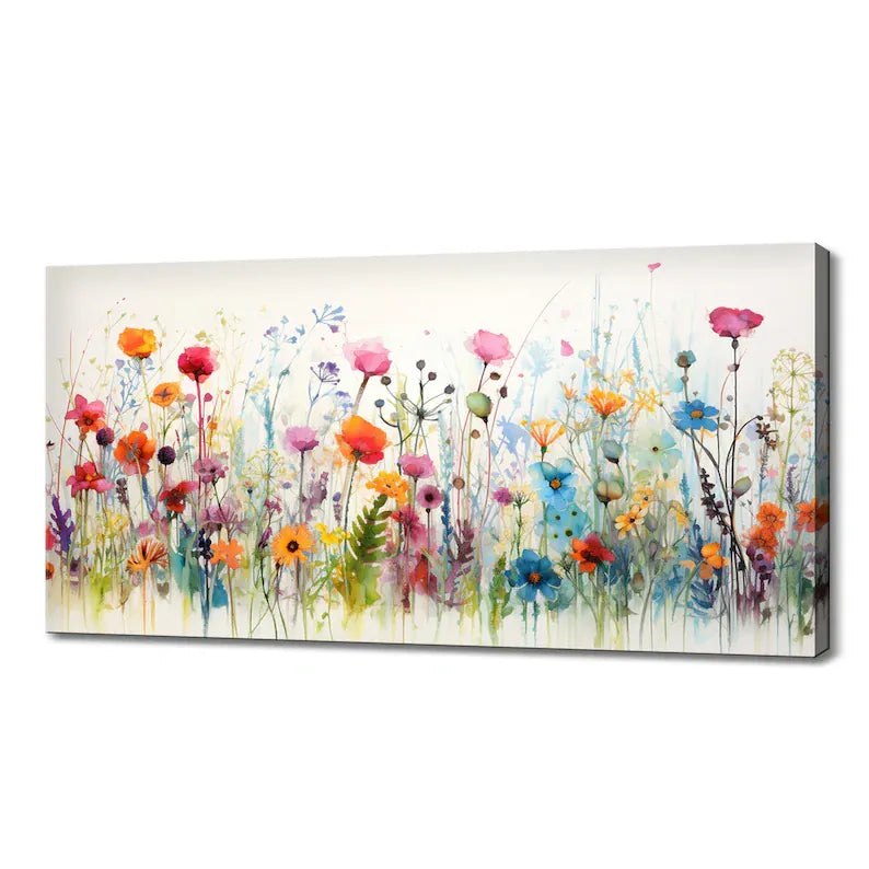 Colorful Wildflower Painting – Modern Botanical Canvas Wall Art#yy710011