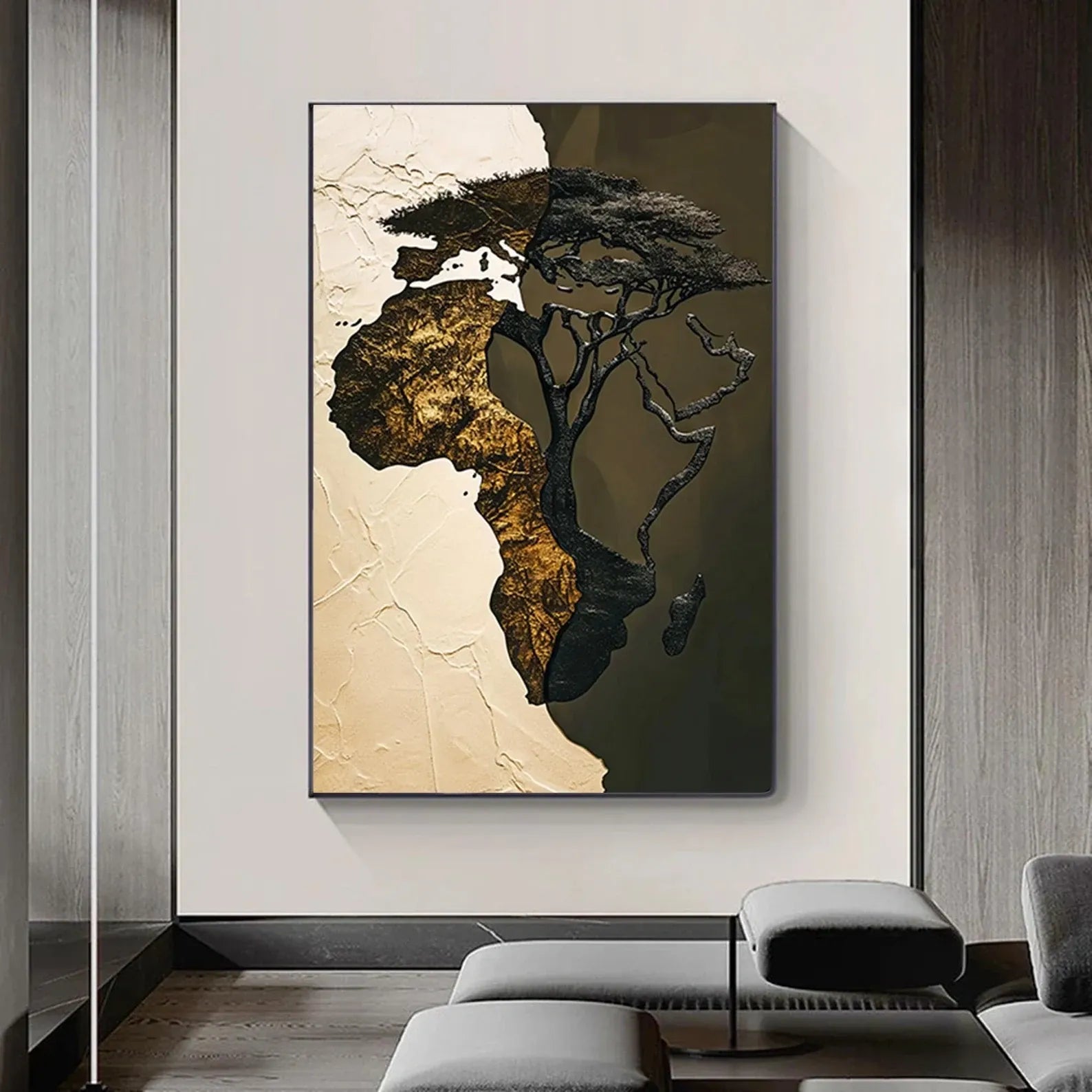Africa Map Tree Painting – Luxury African Wall Art Canvas#yy710045