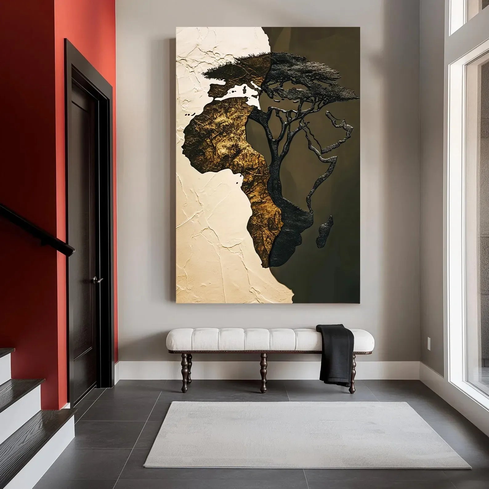 Africa Map Tree Painting – Luxury African Wall Art Canvas#yy710045