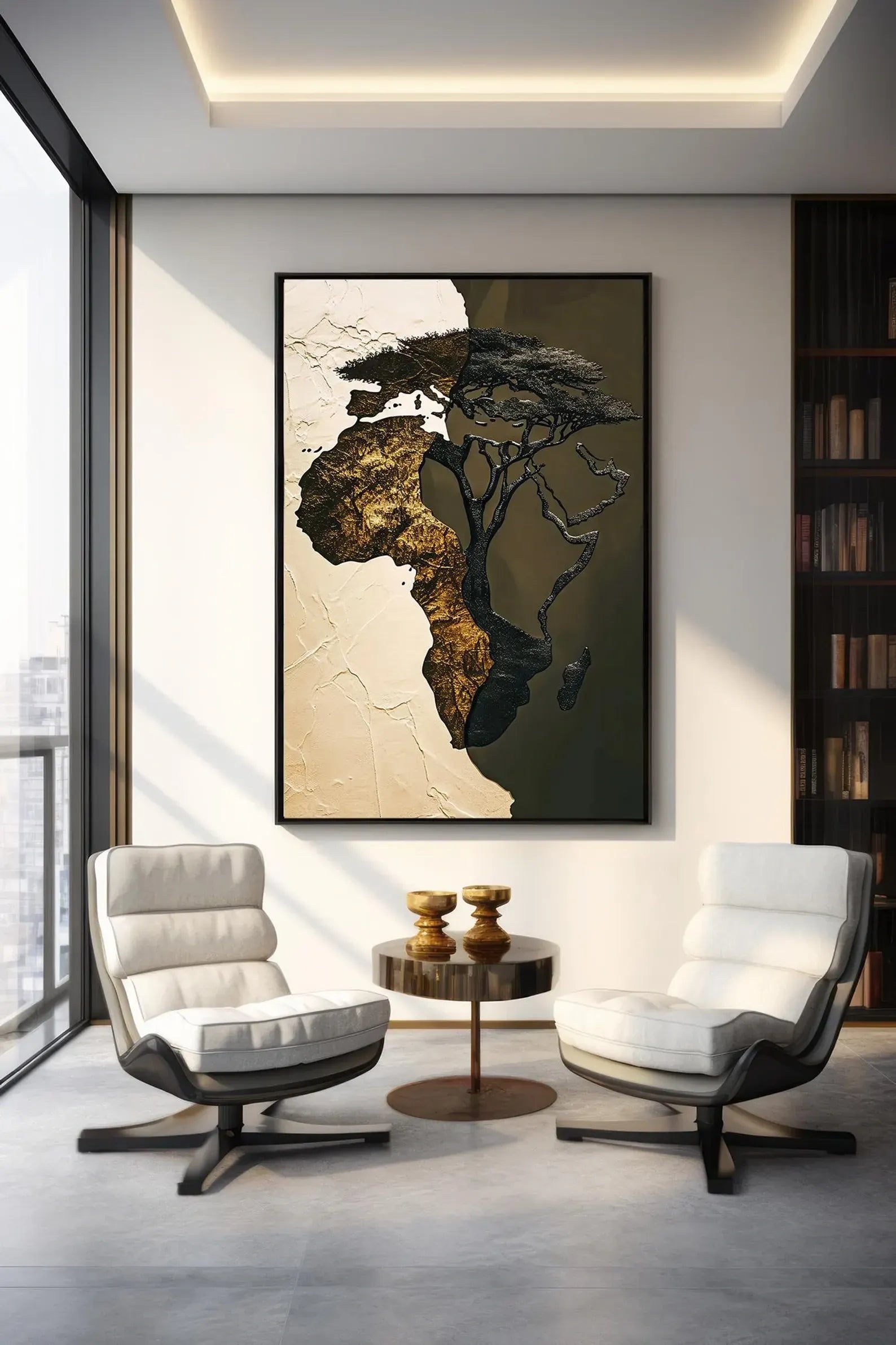Africa Map Tree Painting – Luxury African Wall Art Canvas#yy710045