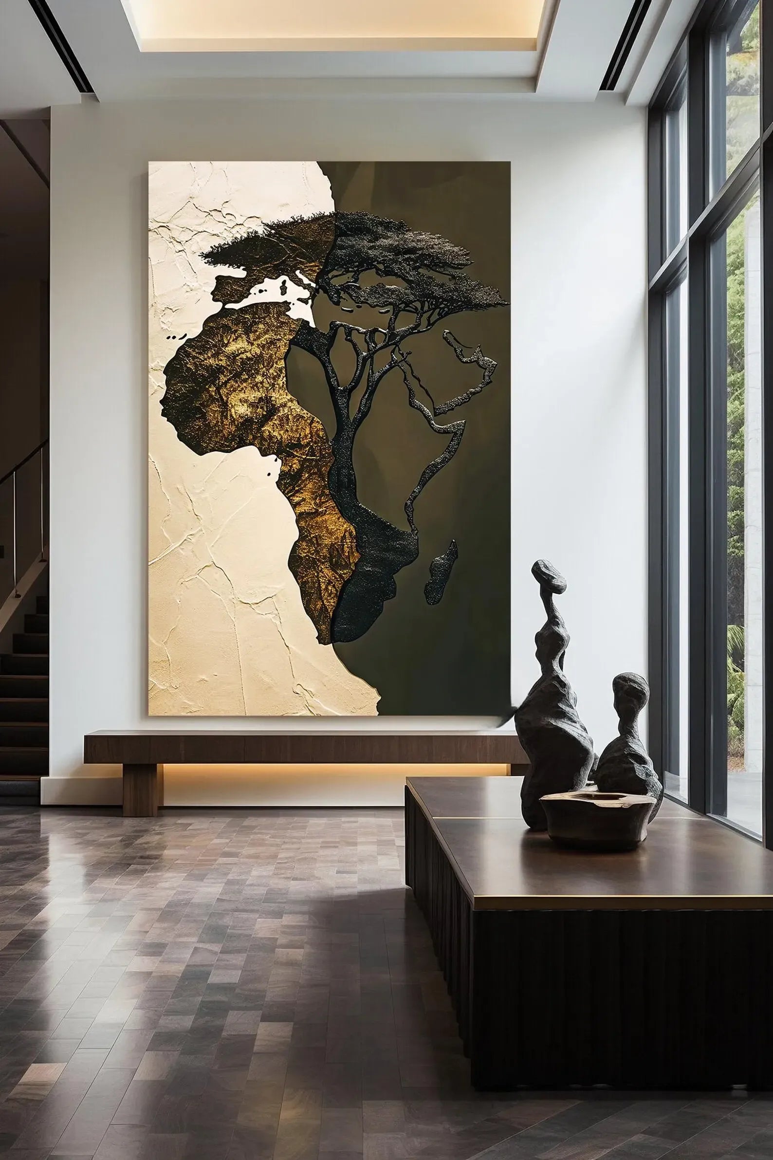 Africa Map Tree Painting – Luxury African Wall Art Canvas#yy710045