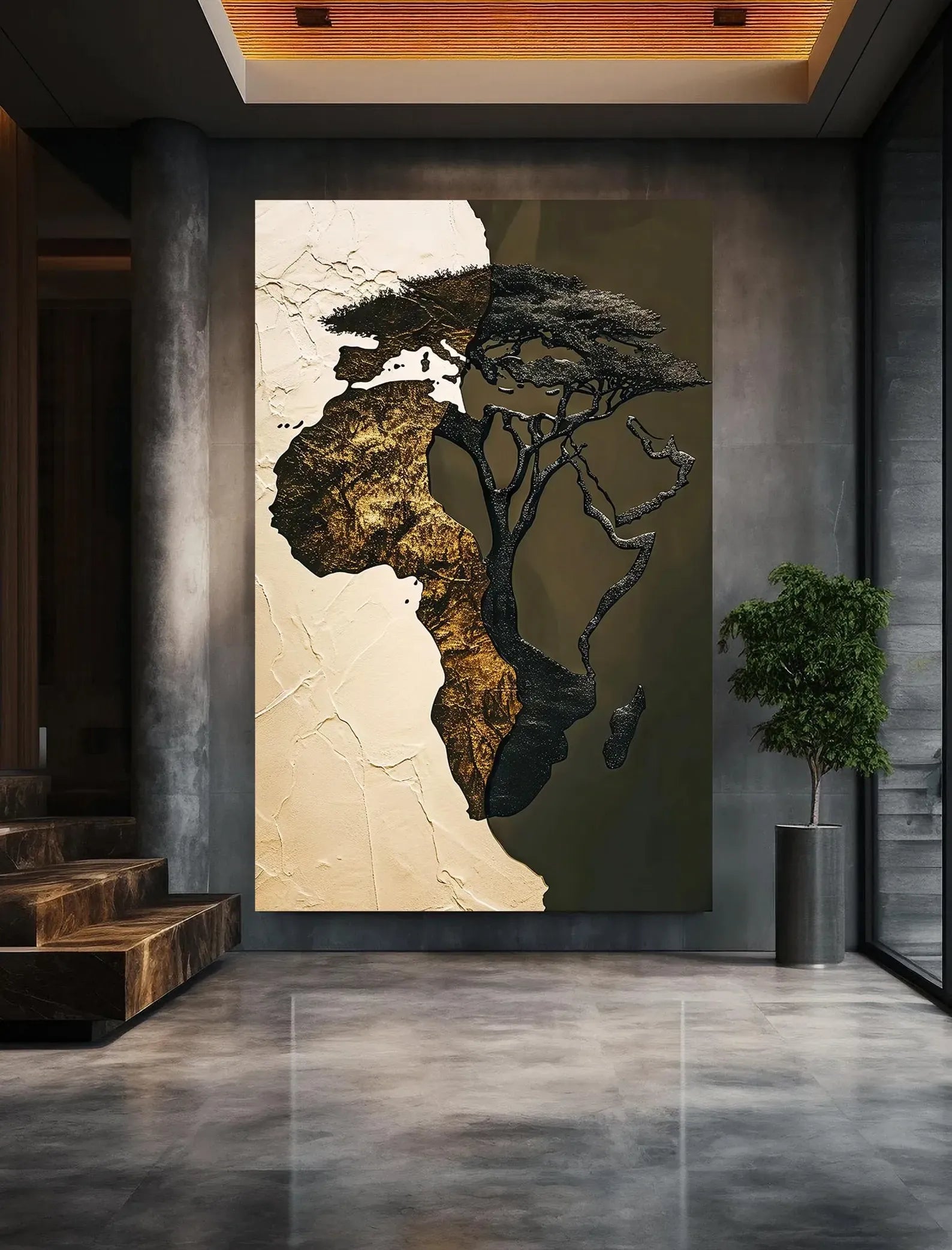 Africa Map Tree Painting – Luxury African Wall Art Canvas#yy710045