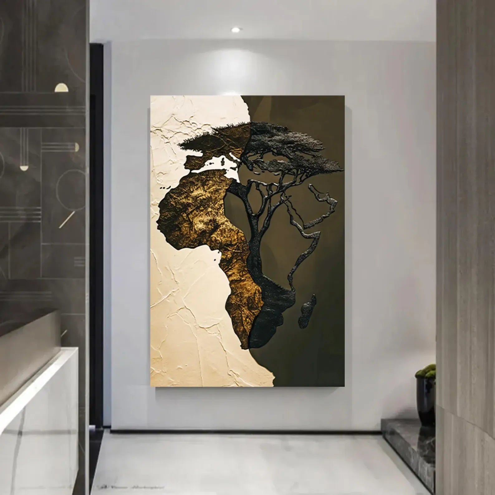 Africa Map Tree Painting – Luxury African Wall Art Canvas#yy710045