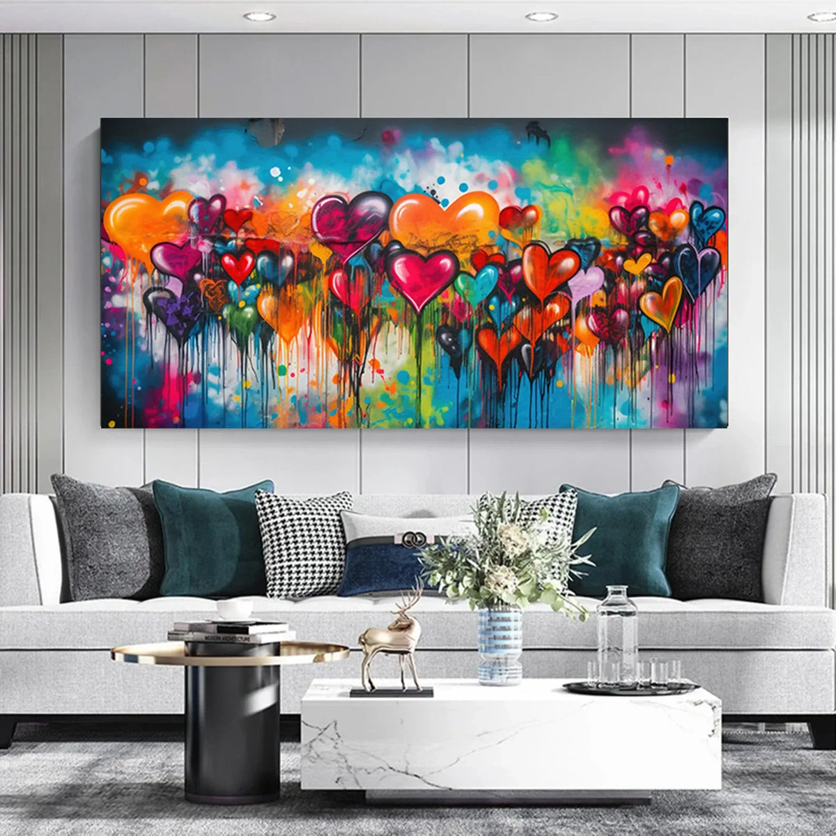 texture Colorful Heart Abstract Painting – Modern Pop Art Canvas Wall Art#yy260710001