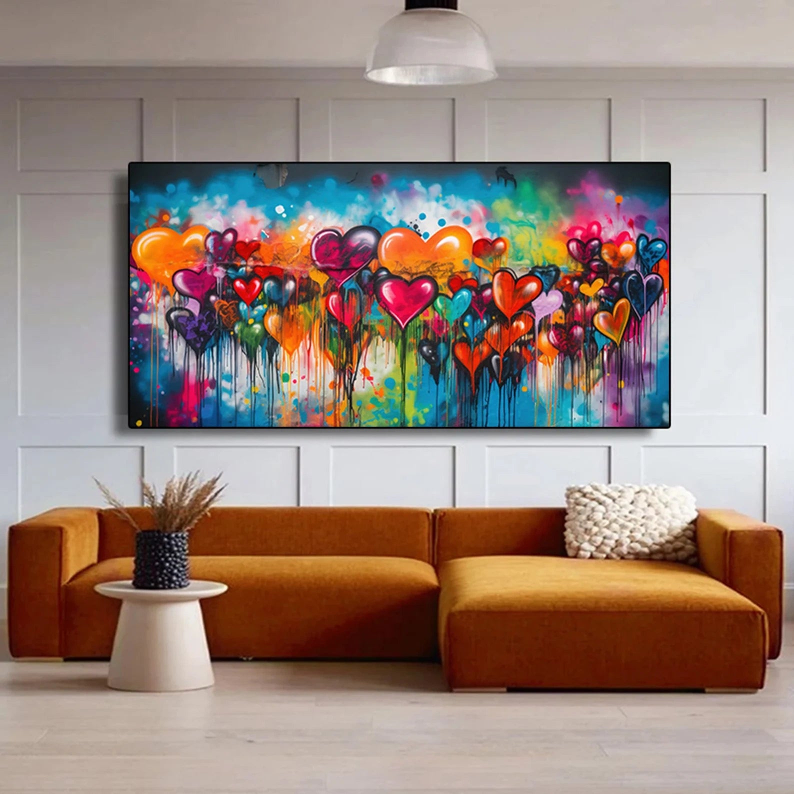 Colorful Heart Abstract Painting – Modern Pop Art Canvas Wall Art#yy260710001