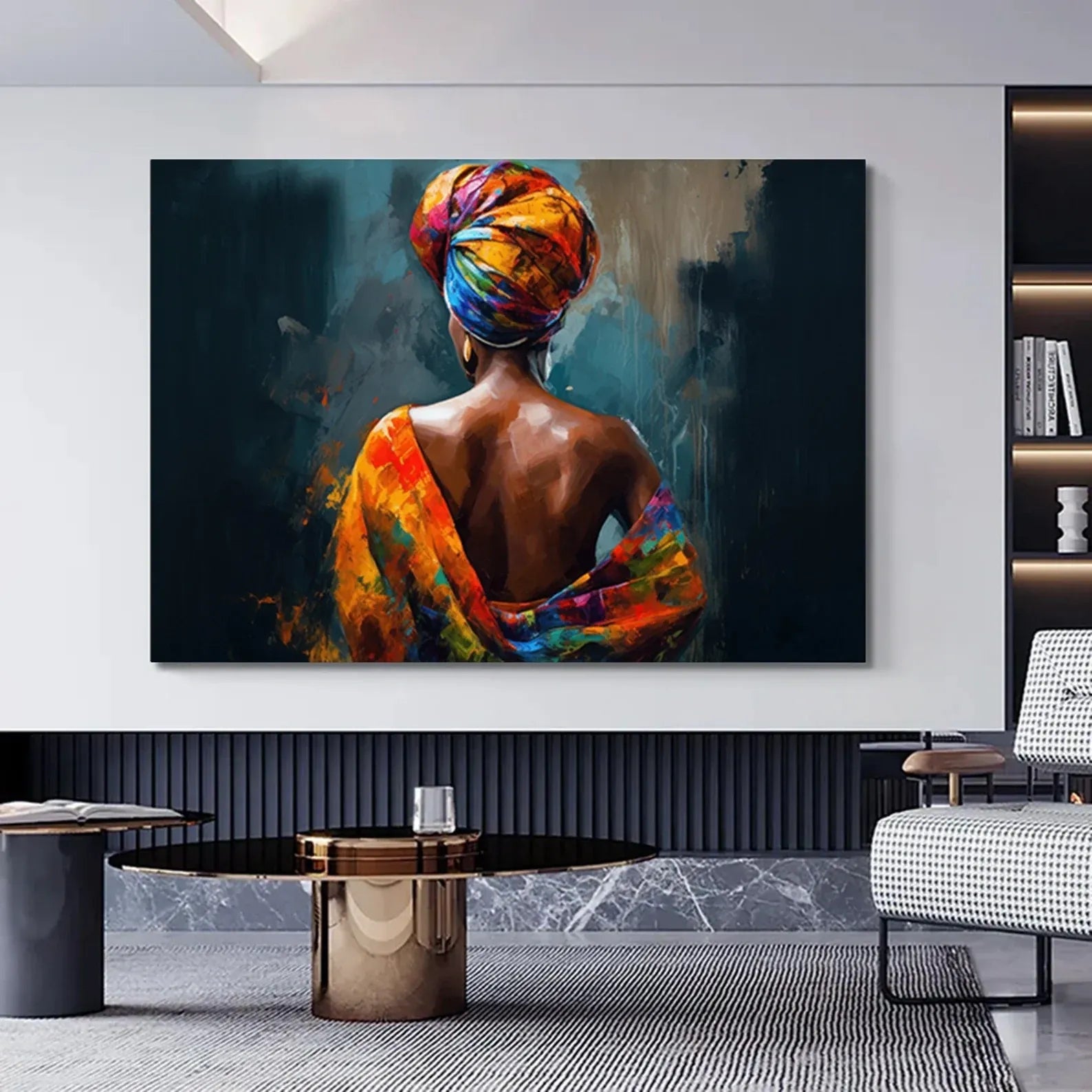 African Woman Portrait Painting – Modern Contemporary Canvas Wall Art#yy710009