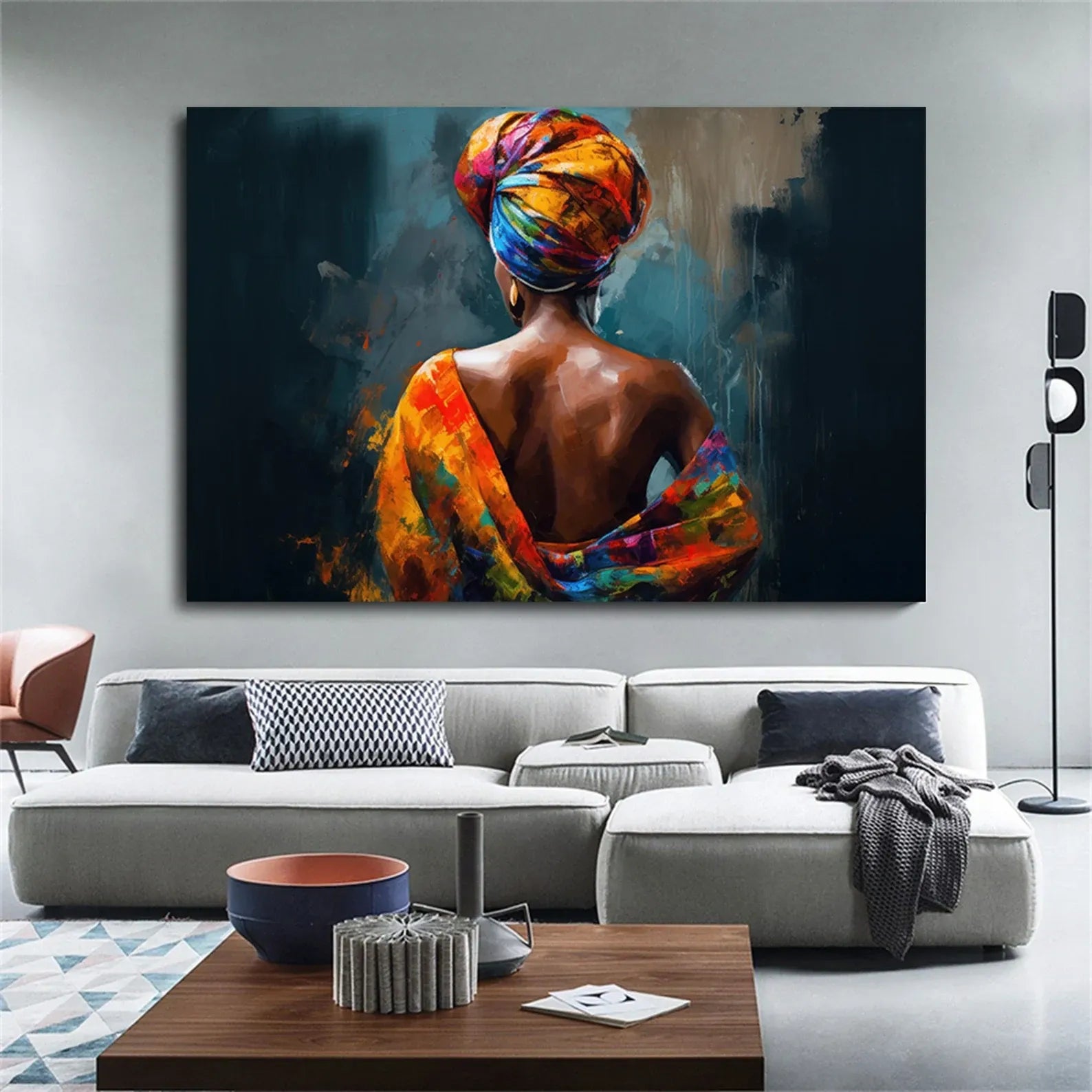 African Woman Portrait Painting – Modern Contemporary Canvas Wall Art#yy710009