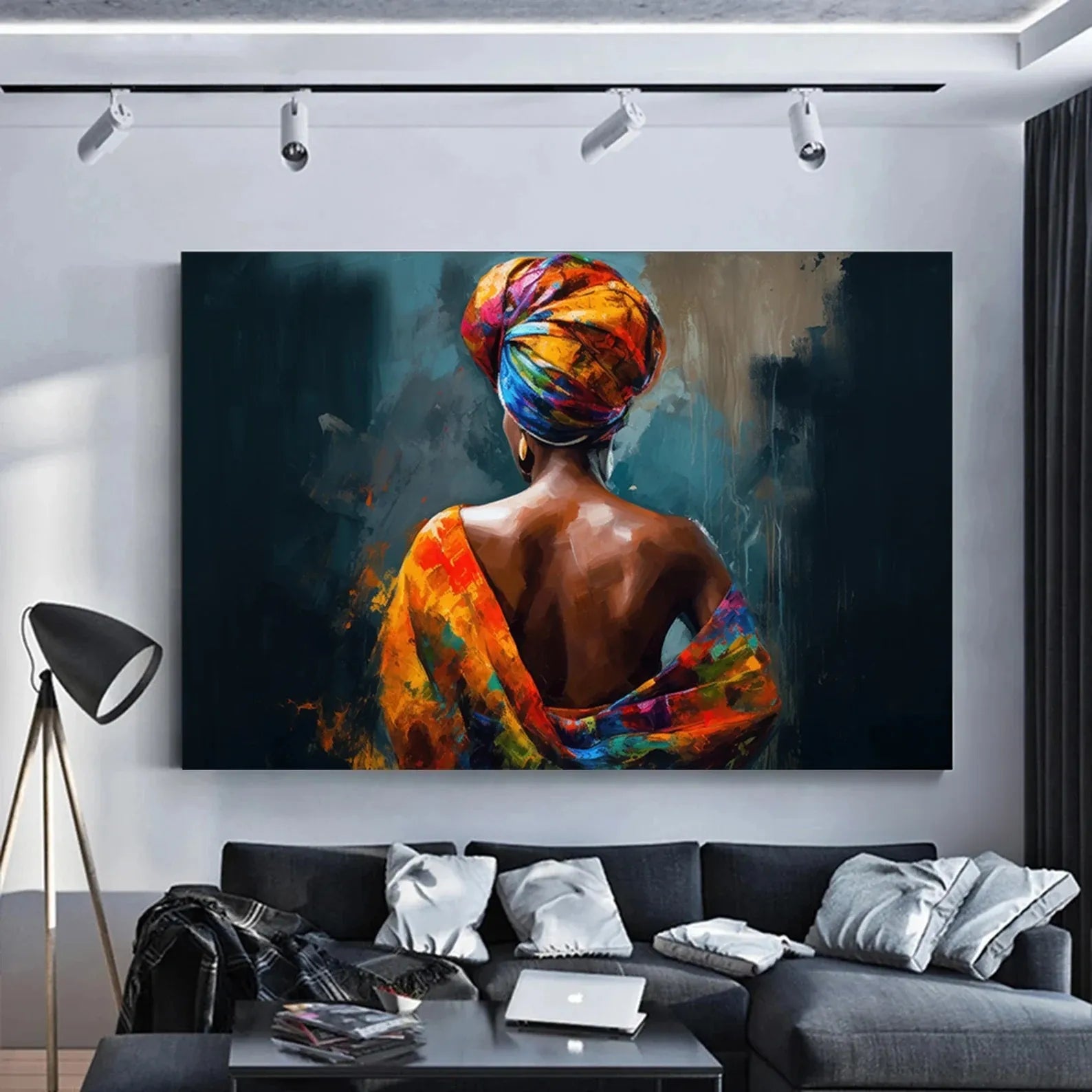 African Woman Portrait Painting – Modern Contemporary Canvas Wall Art#yy710009