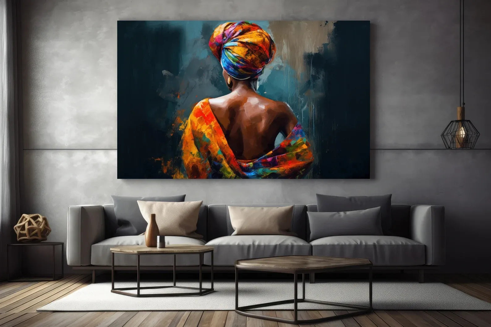 African Woman Portrait Painting – Modern Contemporary Canvas Wall Art#yy710009