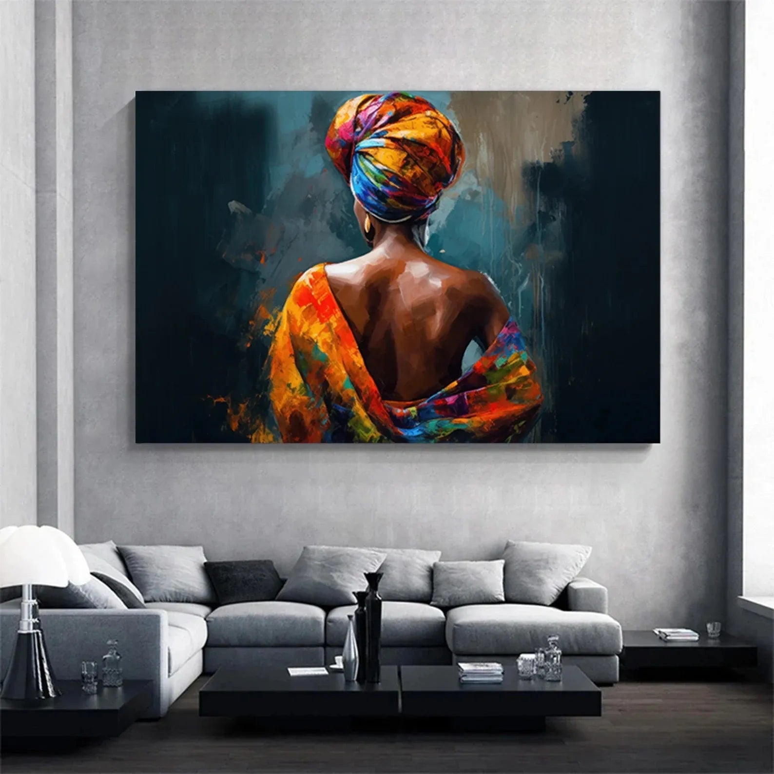 African Woman Portrait Painting – Modern Contemporary Canvas Wall Art#yy710009