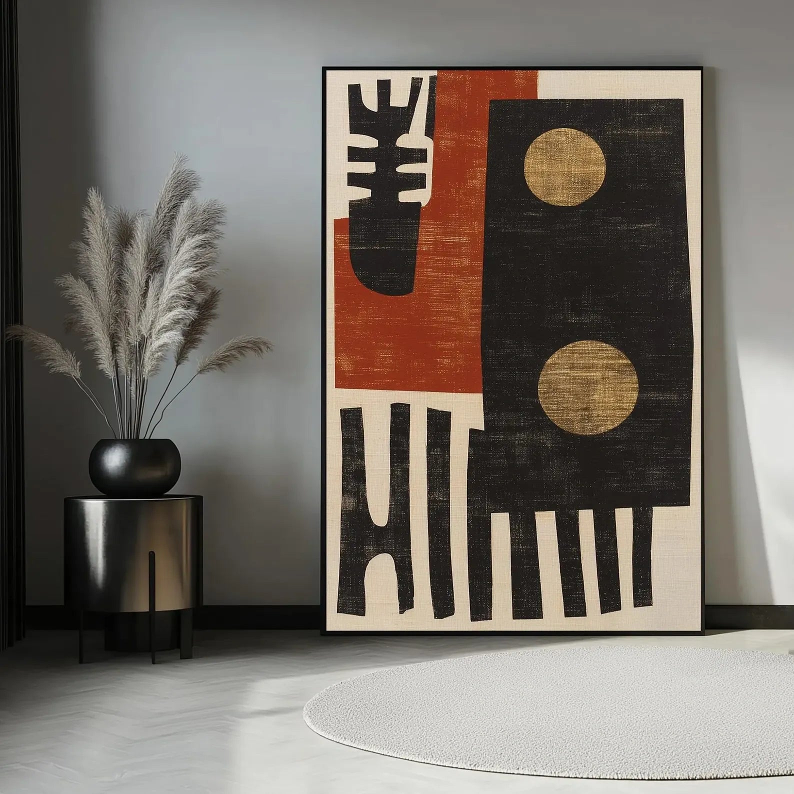 Black Gold Geometric Painting – Modern Abstract Wall Art#yy710047