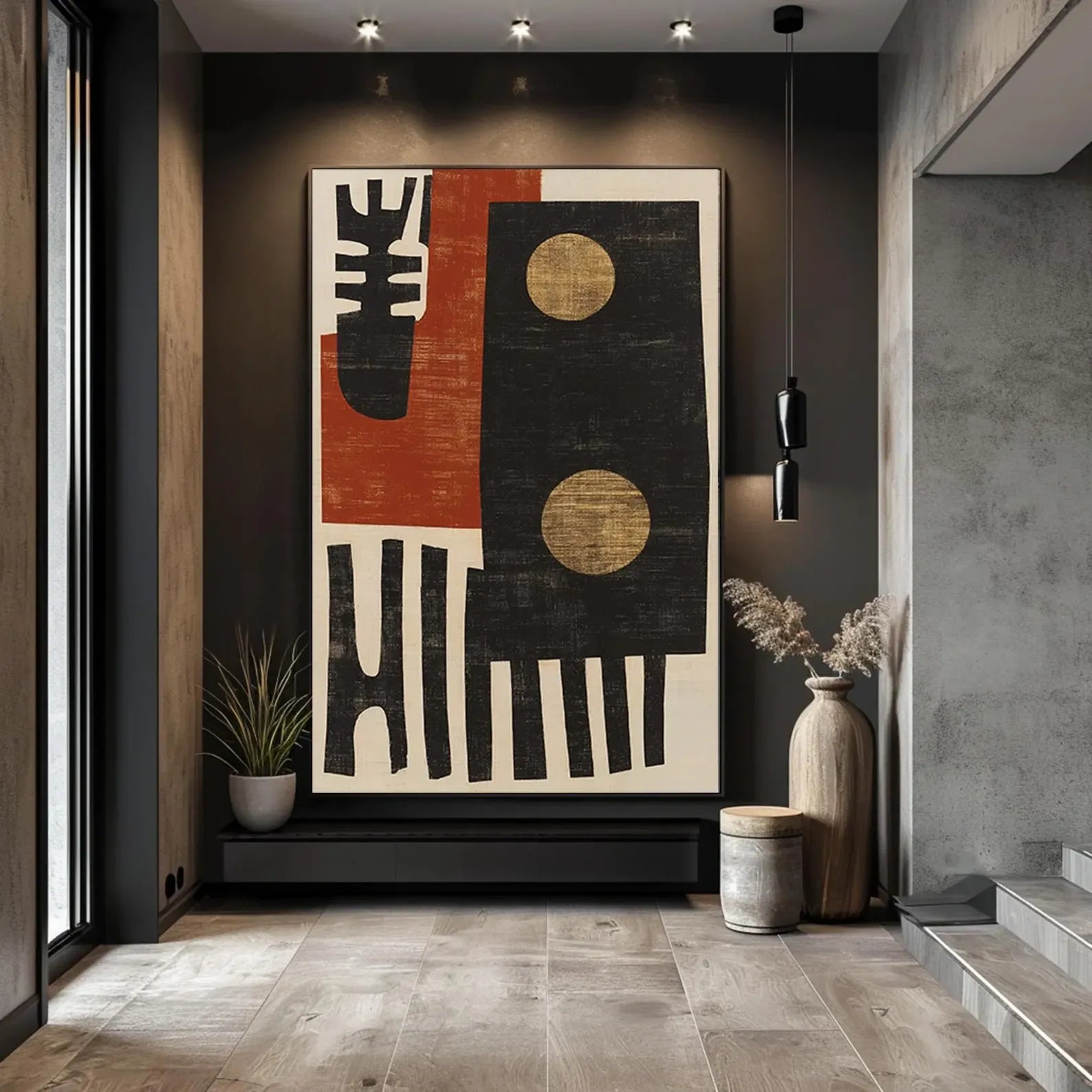 Black Gold Geometric Painting – Modern Abstract Wall Art#yy710047