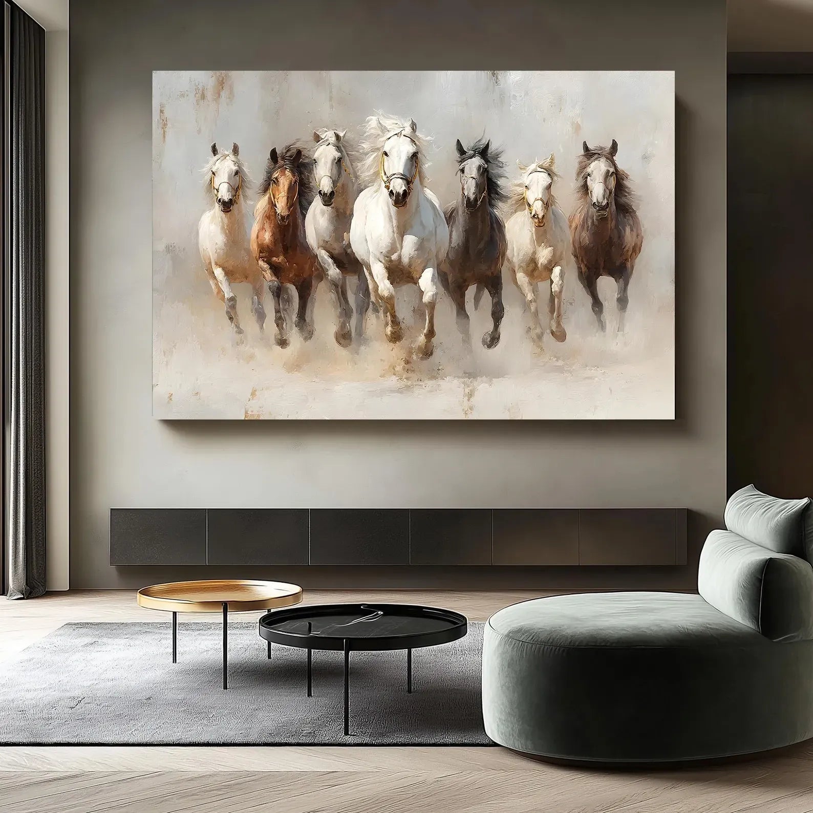 Running Horses Painting – Equestrian Animal Canvas Wall Art#yy710048