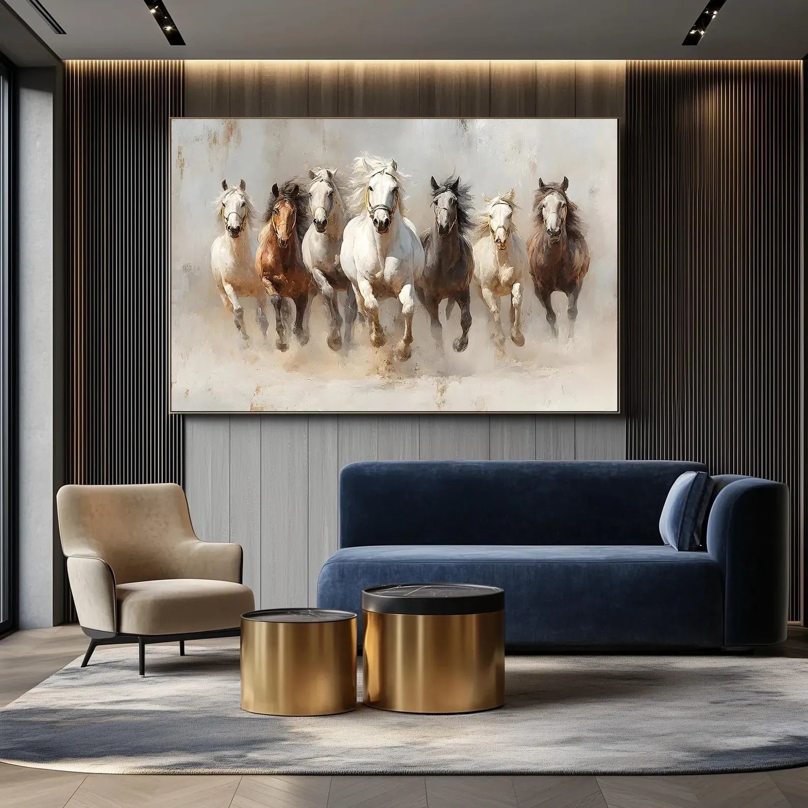 Running Horses Painting – Equestrian Animal Canvas Wall Art#yy710048