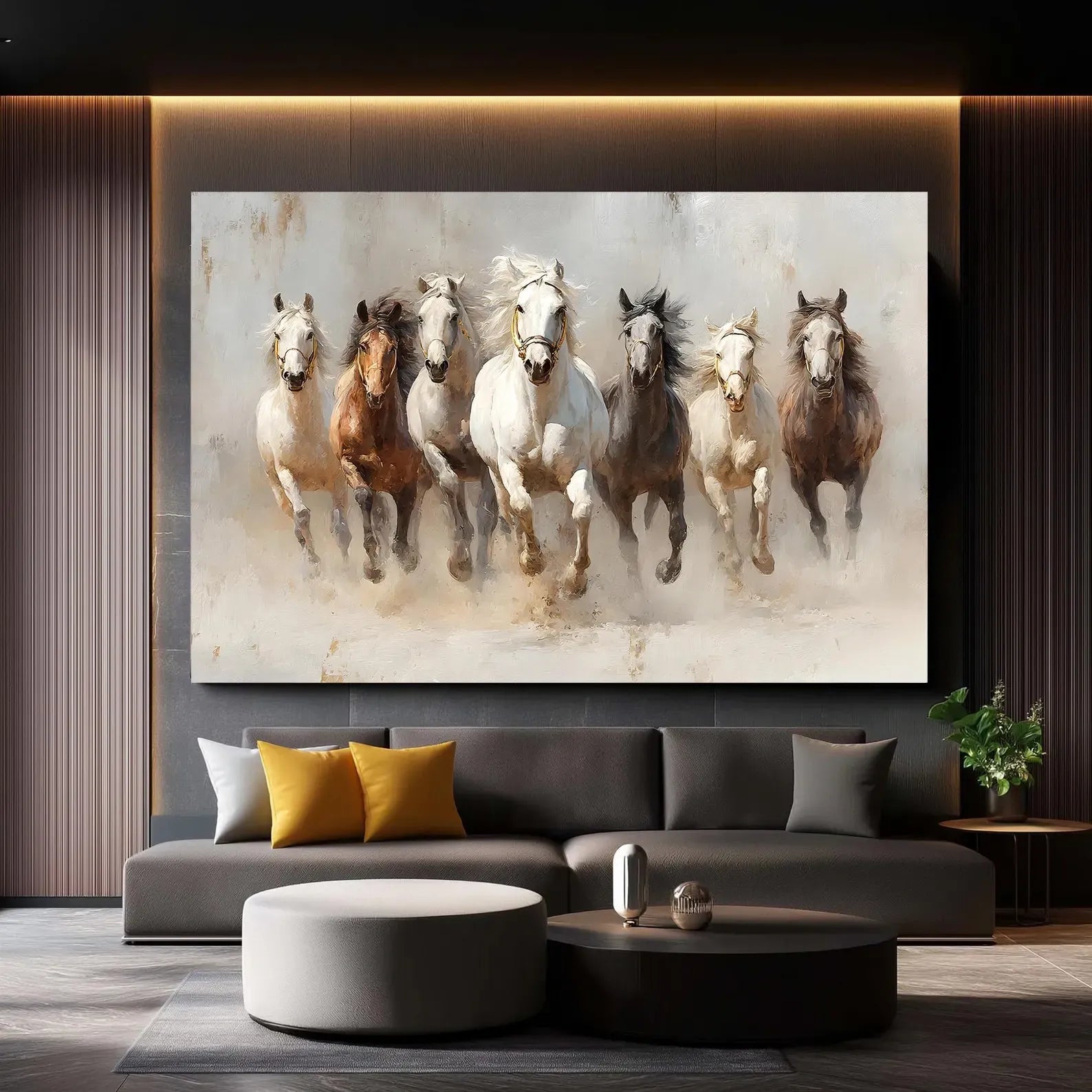 Running Horses Painting – Equestrian Animal Canvas Wall Art#yy710048