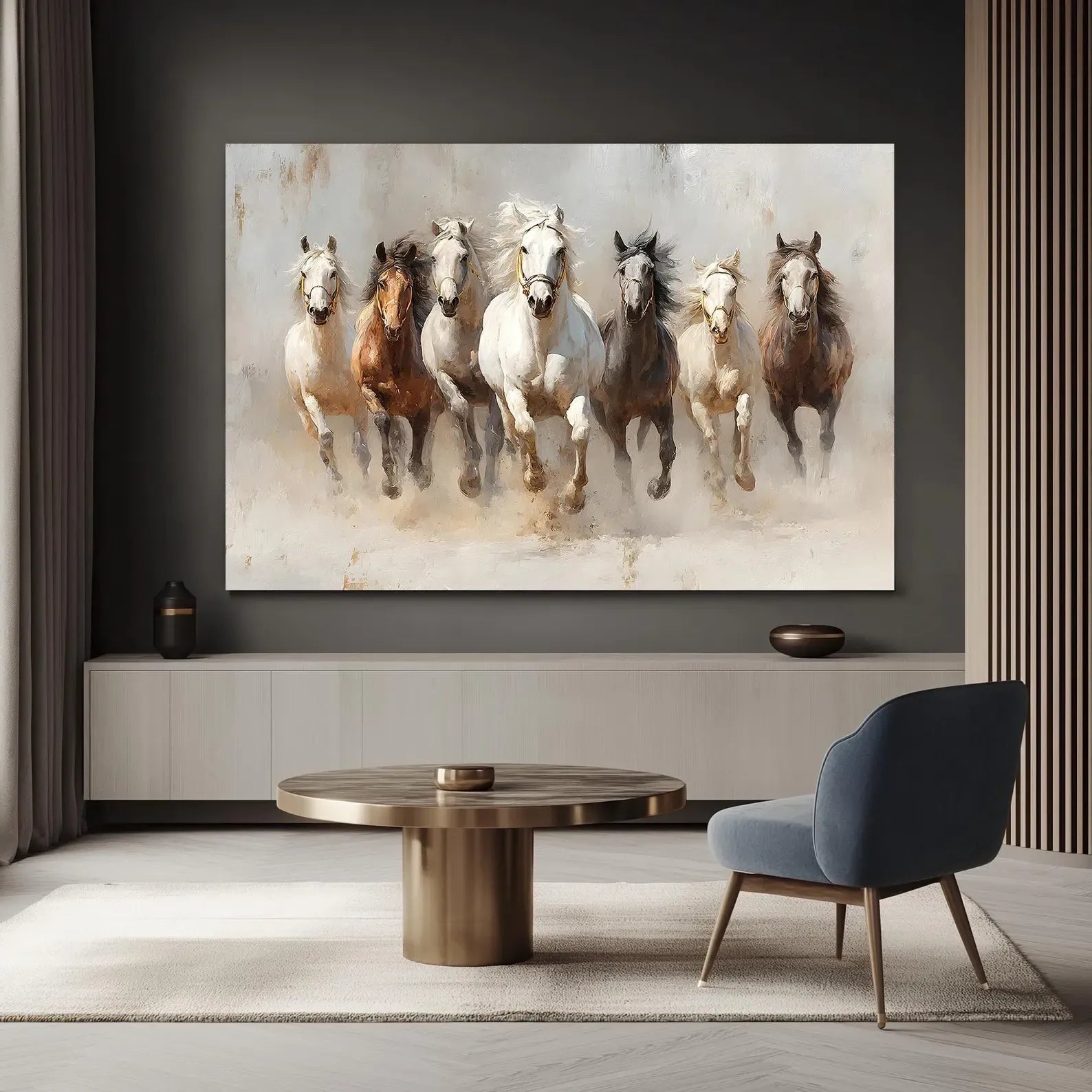 Running Horses Painting – Equestrian Animal Canvas Wall Art#yy710048