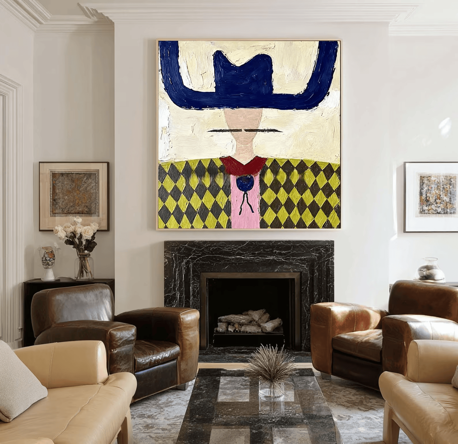 Abstract Portrait Painting – Modern Tribal Wall Art#yy710049