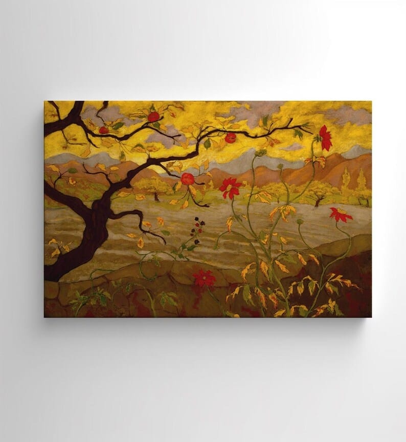 Autumn Tree Landscape Painting – Warm Nature Canvas Wall Art#yy710012