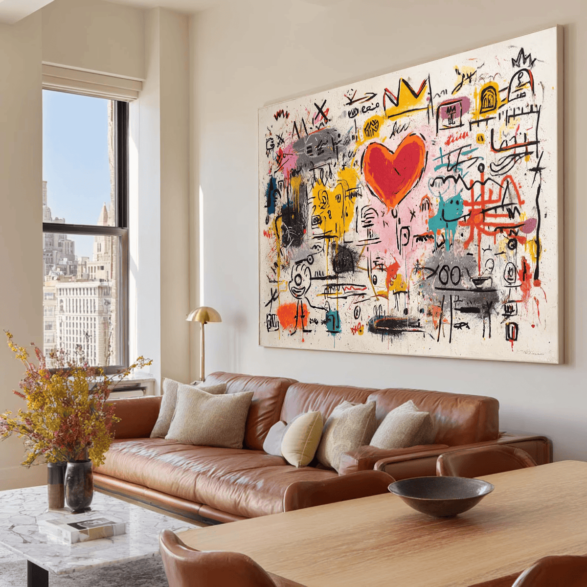 texture Abstract Heart Graffiti Painting – Modern Contemporary Canvas Art#yy710006