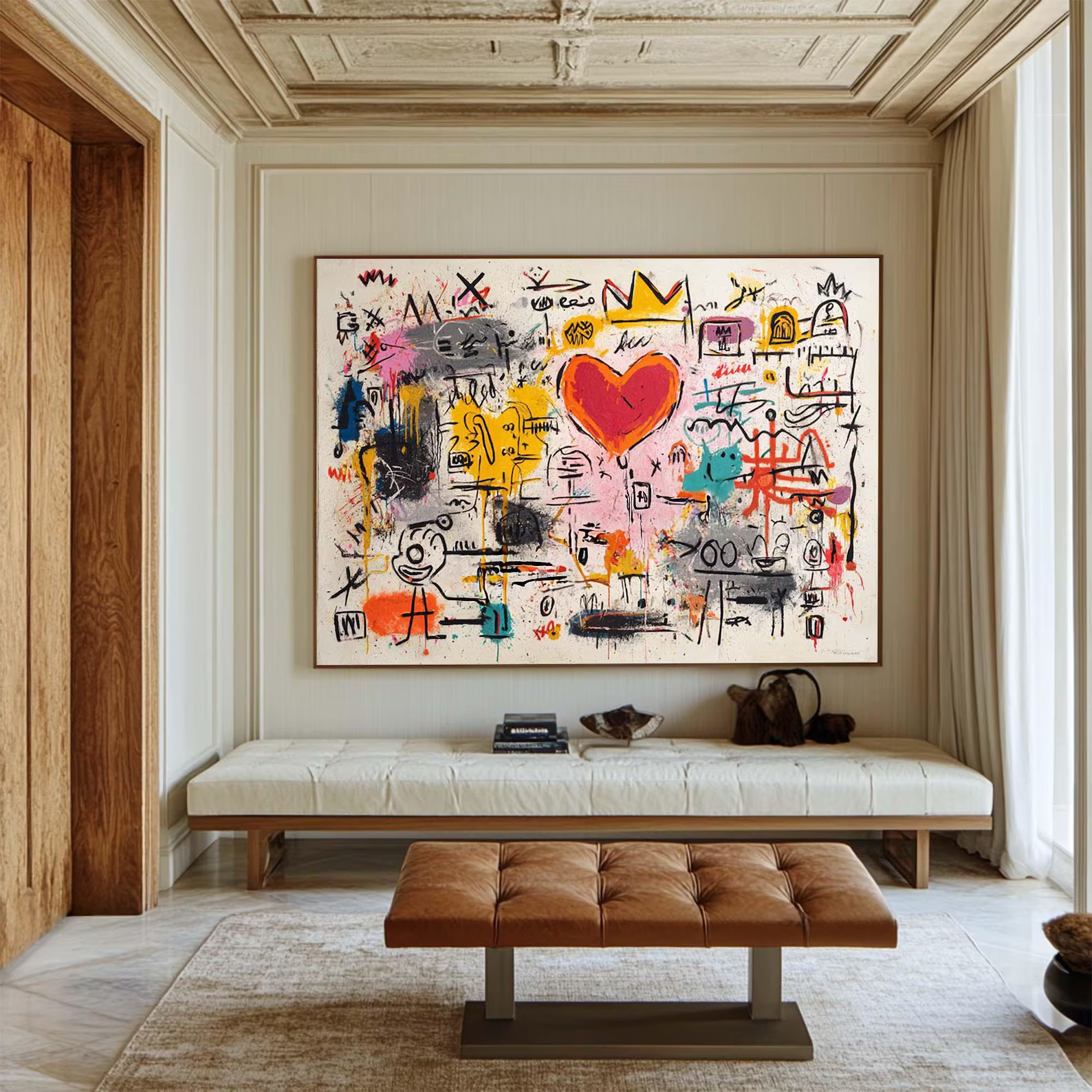 Abstract Heart Graffiti Painting – Modern Contemporary Canvas Art#yy710006