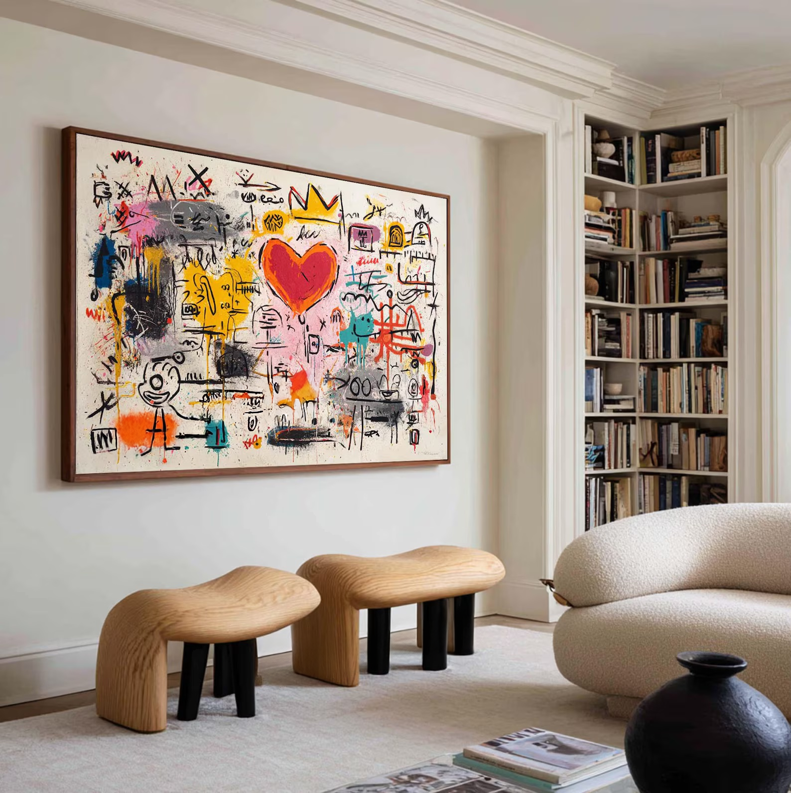 Abstract Heart Graffiti Painting – Modern Contemporary Canvas Art#yy710006