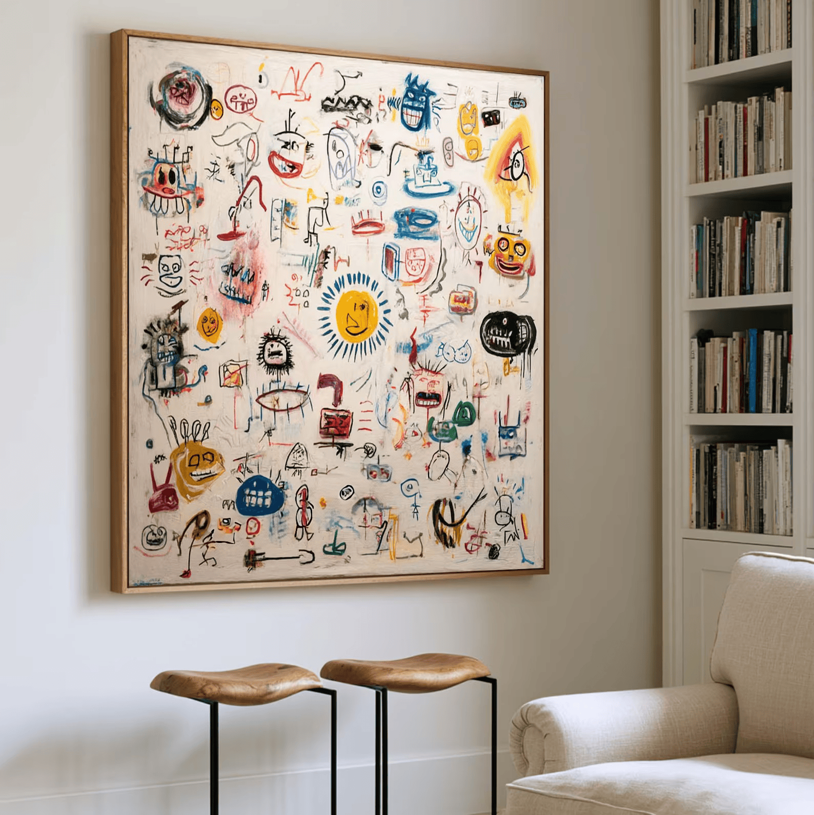 Abstract Character Graffiti Painting – Modern Doodle Wall Art Canvas#yy710007