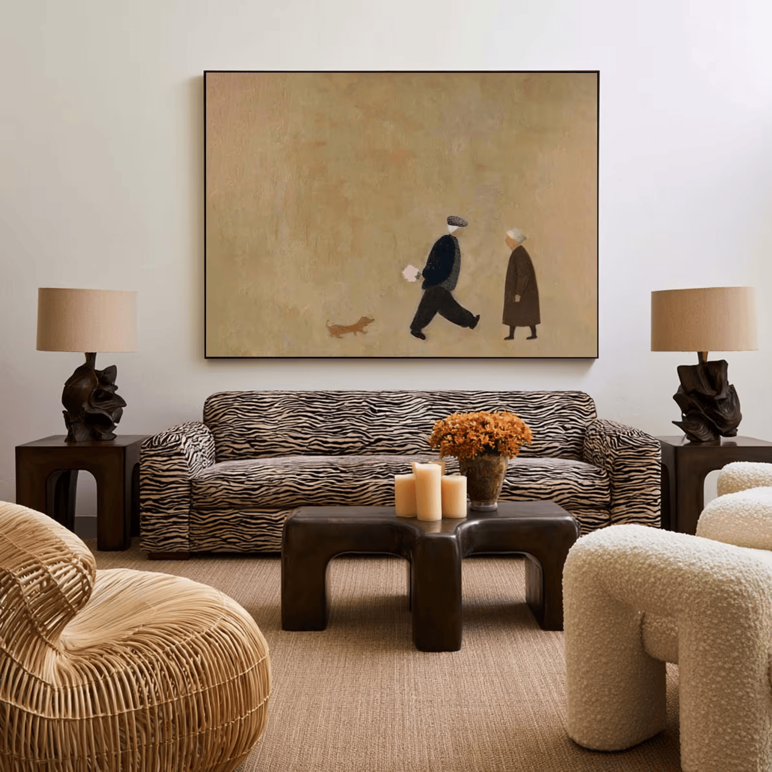 texture Minimalist Couple Painting – Modern Figurative Wall Art#yy710051