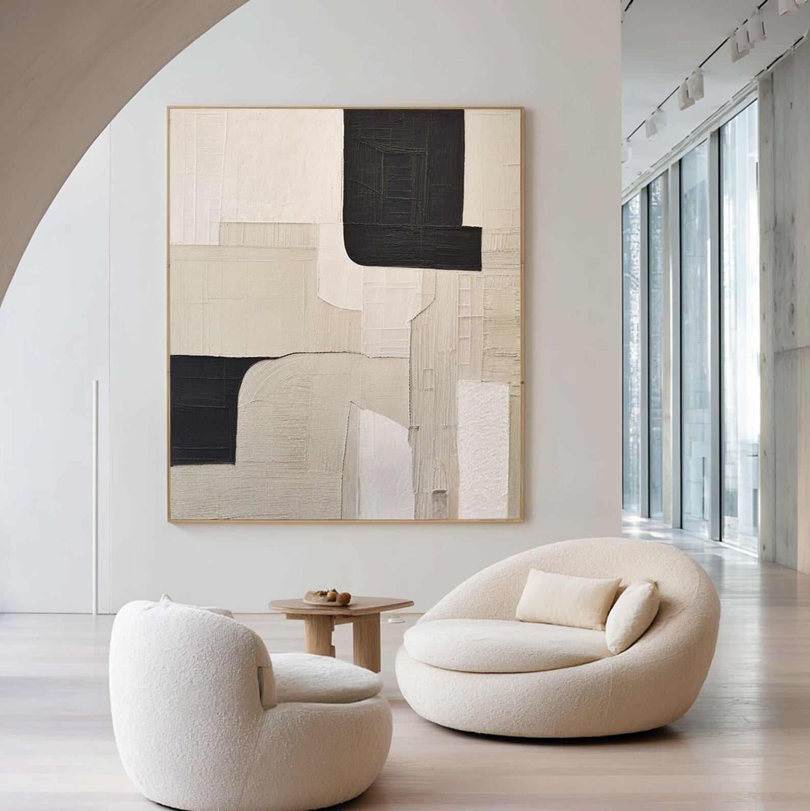 Black White Textured Painting – Modern Abstract Wall Art#yy710052