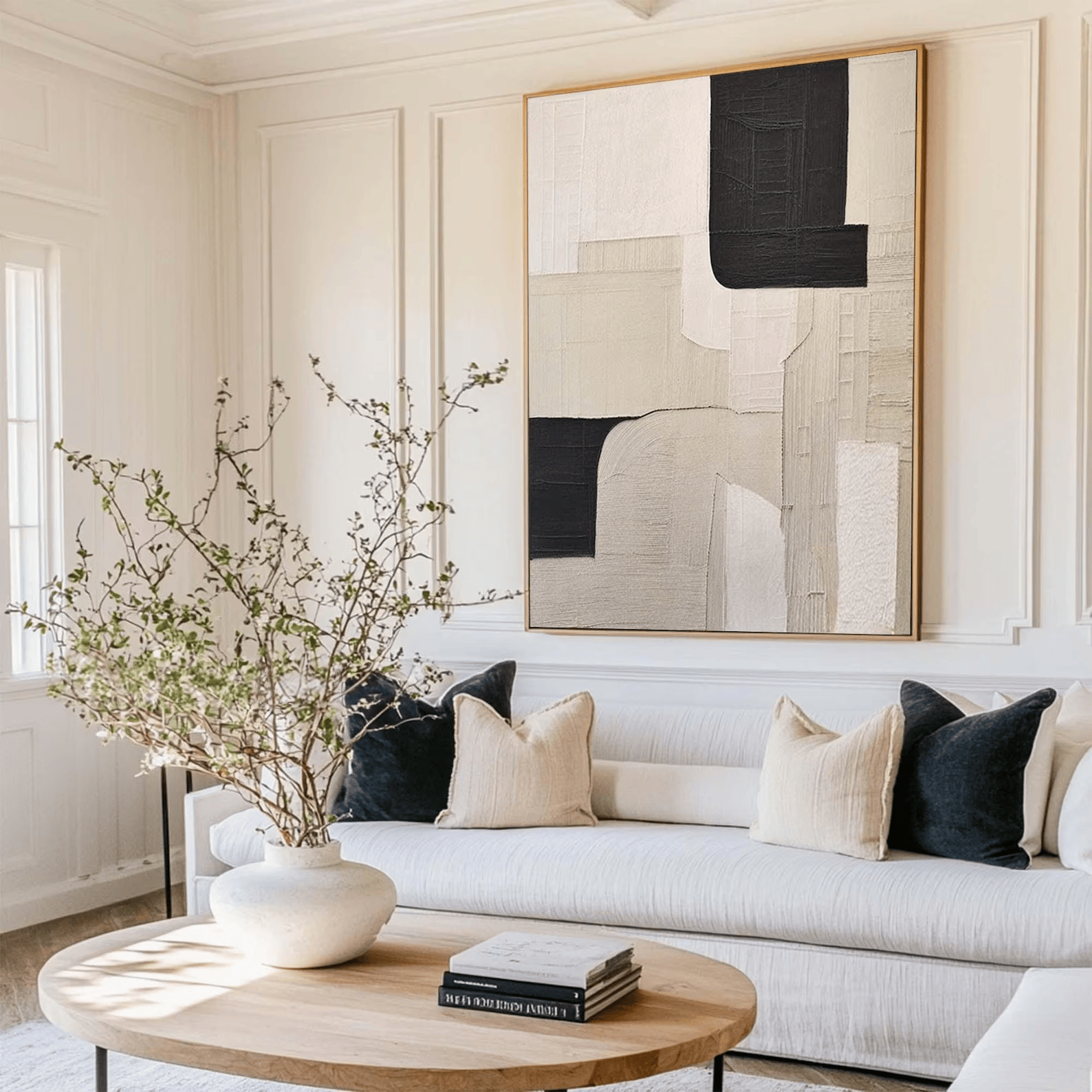 Black White Textured Painting – Modern Abstract Wall Art#yy710052