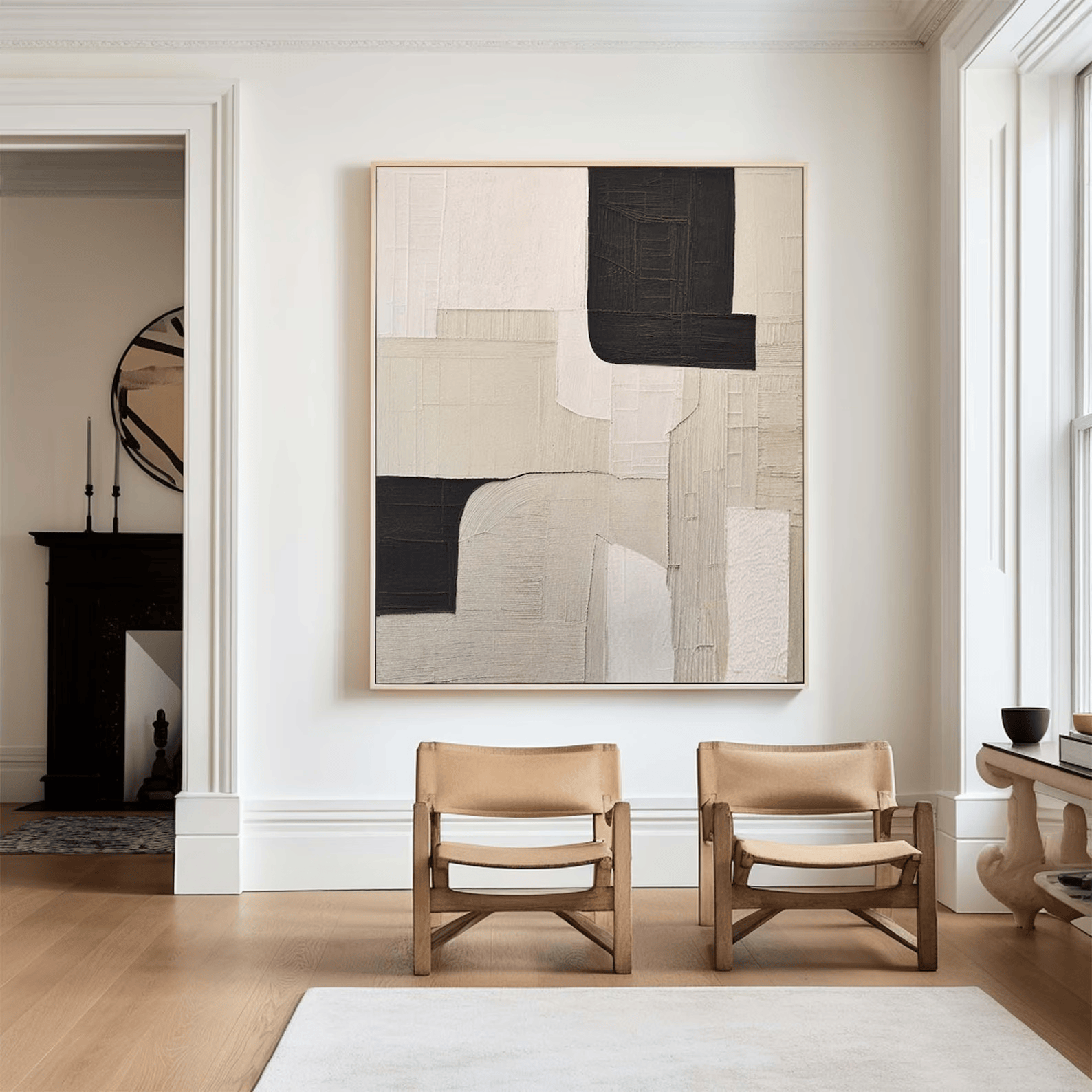 Black White Textured Painting – Modern Abstract Wall Art#yy710052