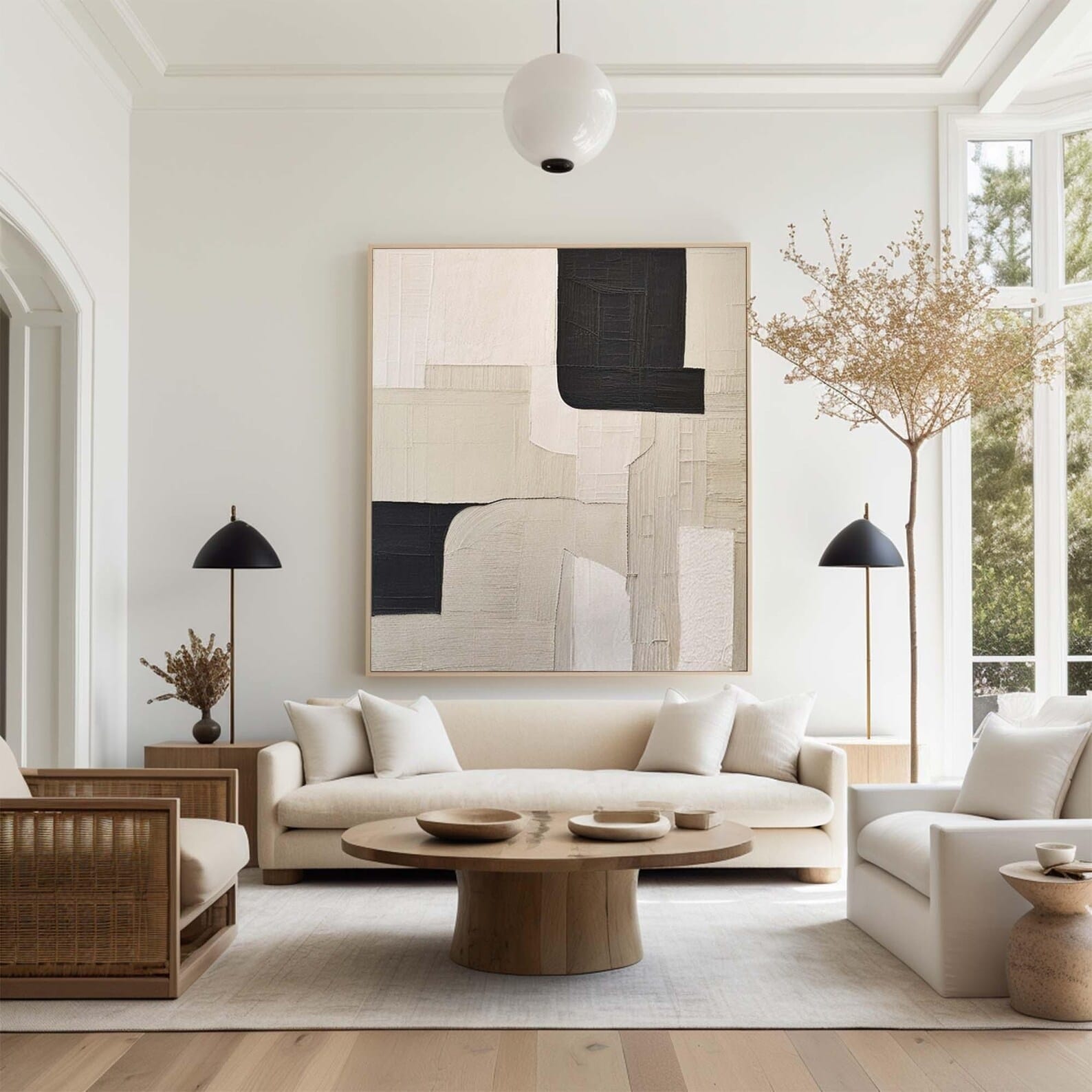 Black White Textured Painting – Modern Abstract Wall Art#yy710052