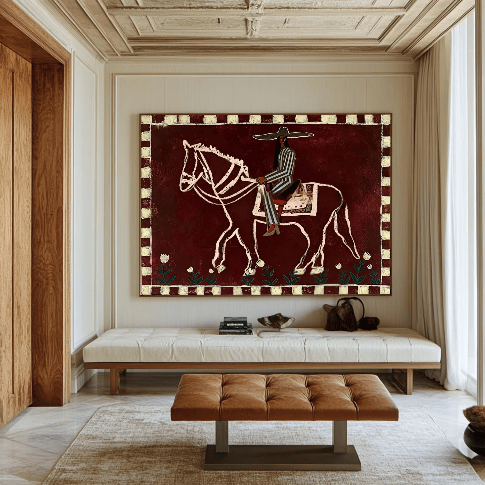 Mexican Horse Rider Painting – Western Folk Wall Art#yy710053