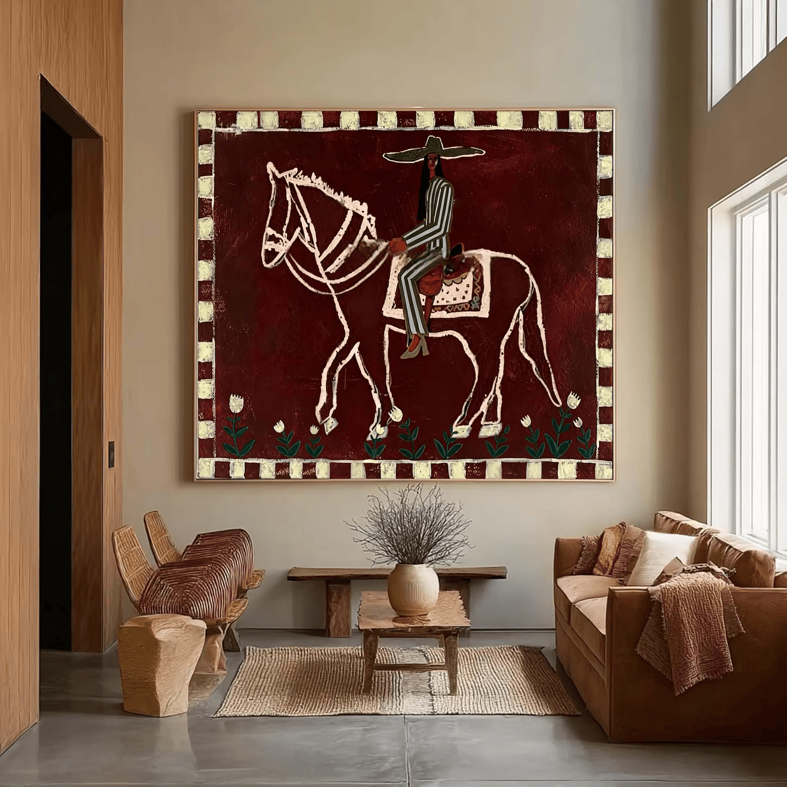 Mexican Horse Rider Painting – Western Folk Wall Art#yy710053