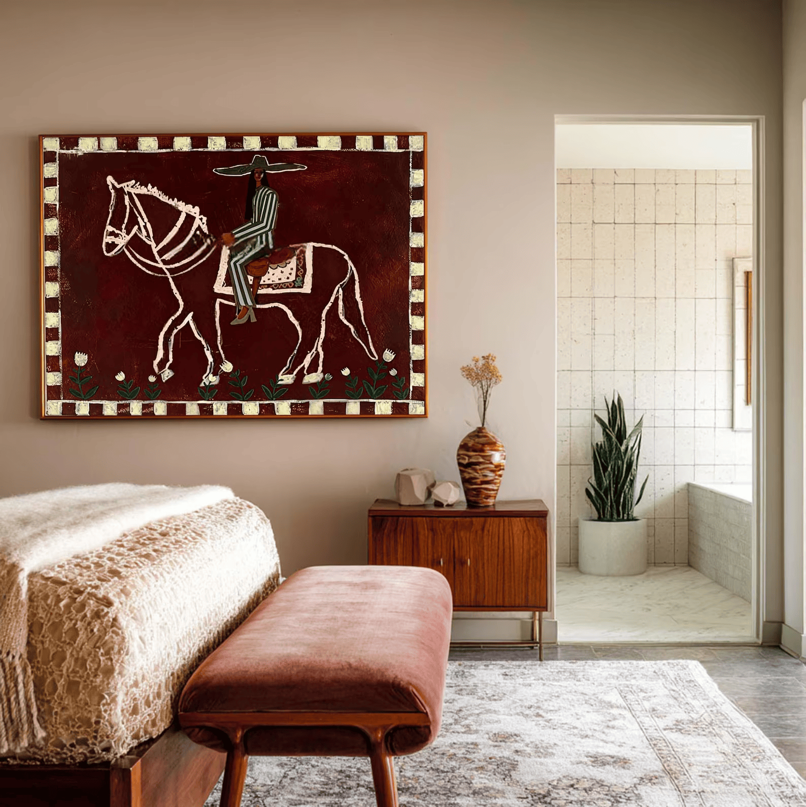 Mexican Horse Rider Painting – Western Folk Wall Art#yy710053