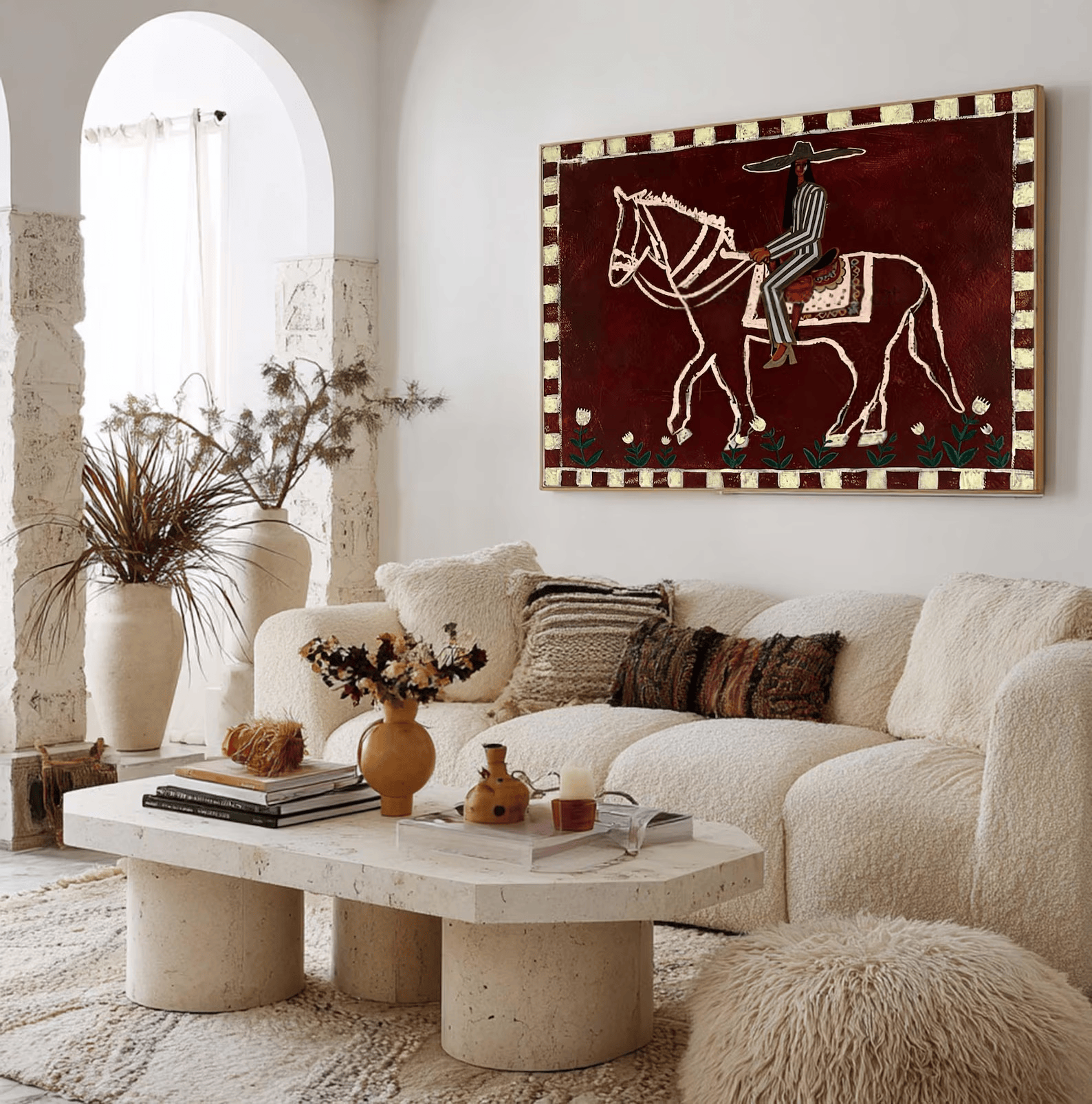 Mexican Horse Rider Painting – Western Folk Wall Art#yy710053
