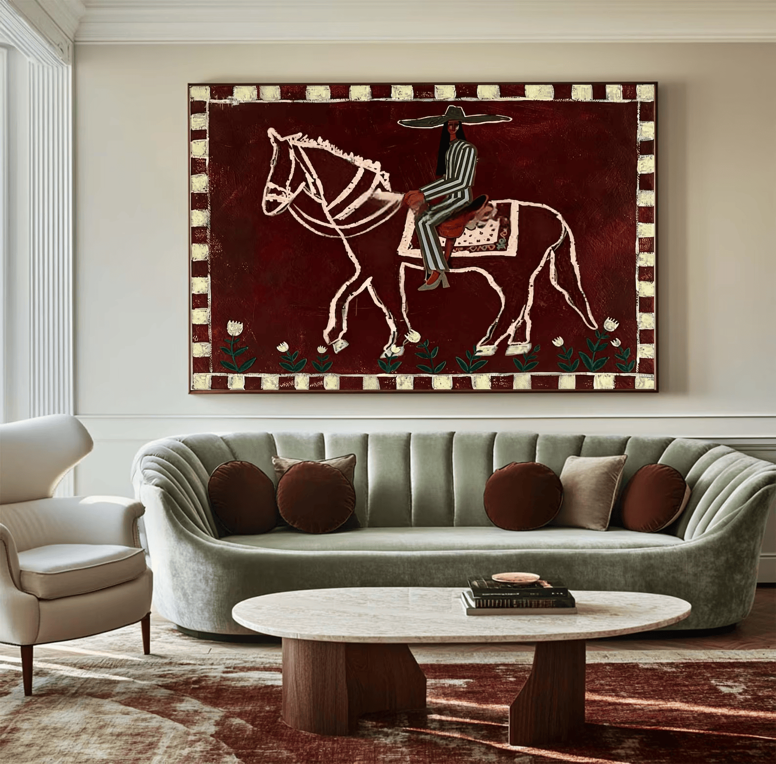Mexican Horse Rider Painting – Western Folk Wall Art#yy710053