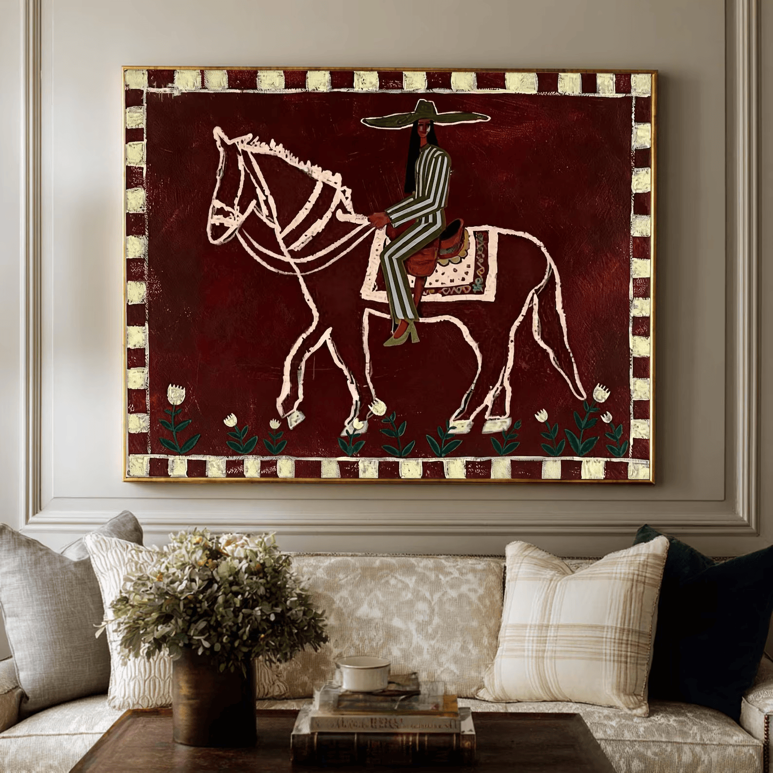 Mexican Horse Rider Painting – Western Folk Wall Art#yy710053