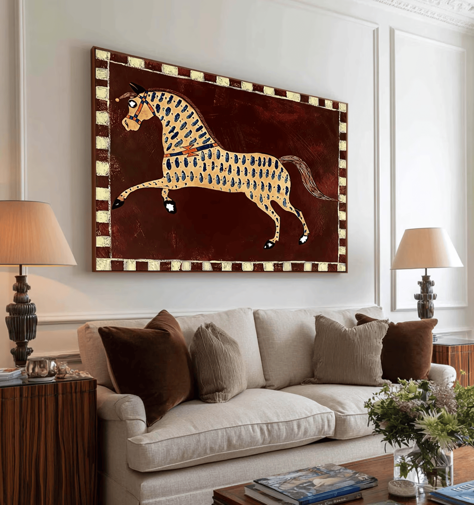 texture Folk Horse Painting – Colorful Mexican Style Animal Wall Art#yy710054