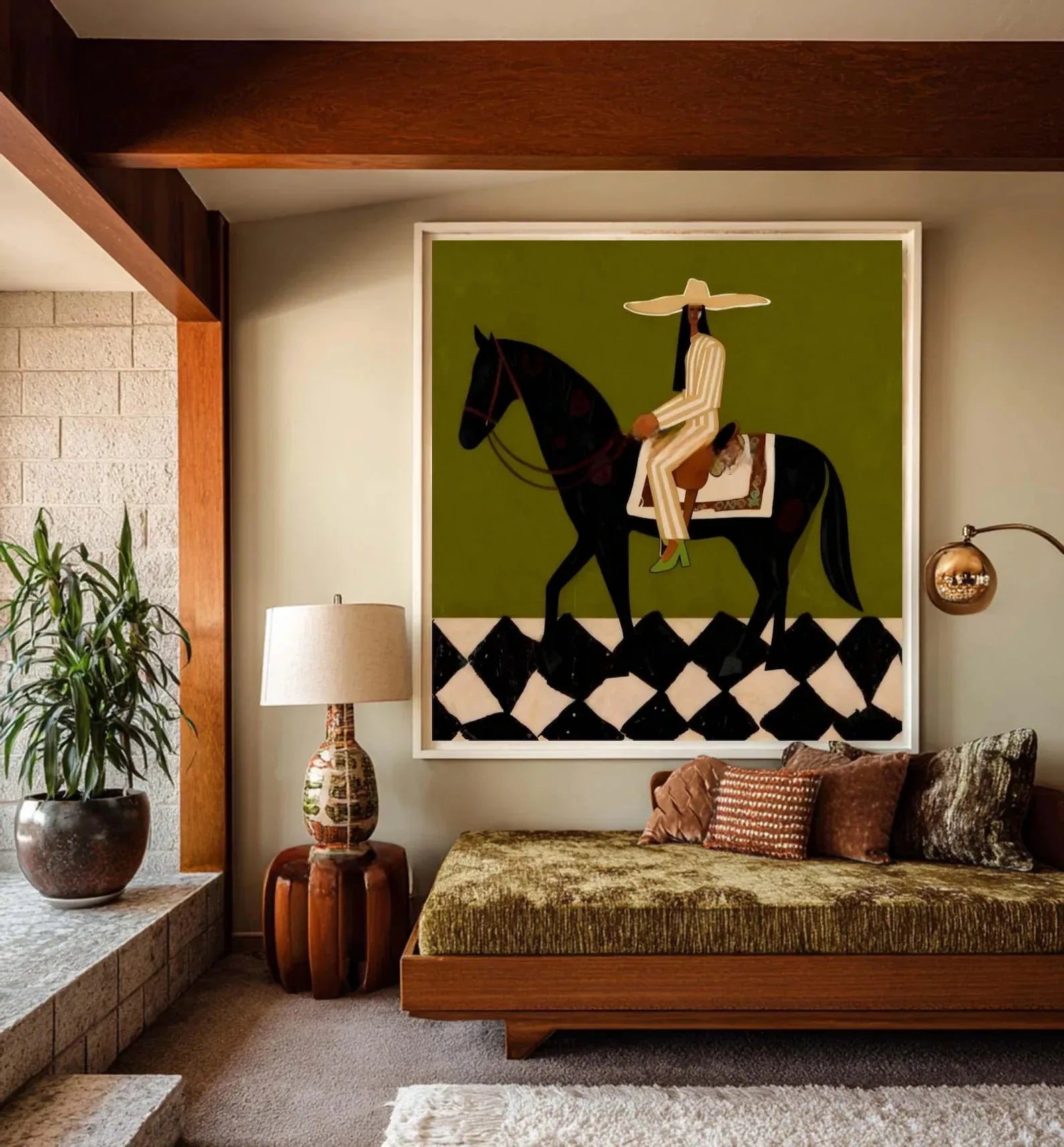 Cowboy Horse Painting – Western Folk Wall Art#yy710055