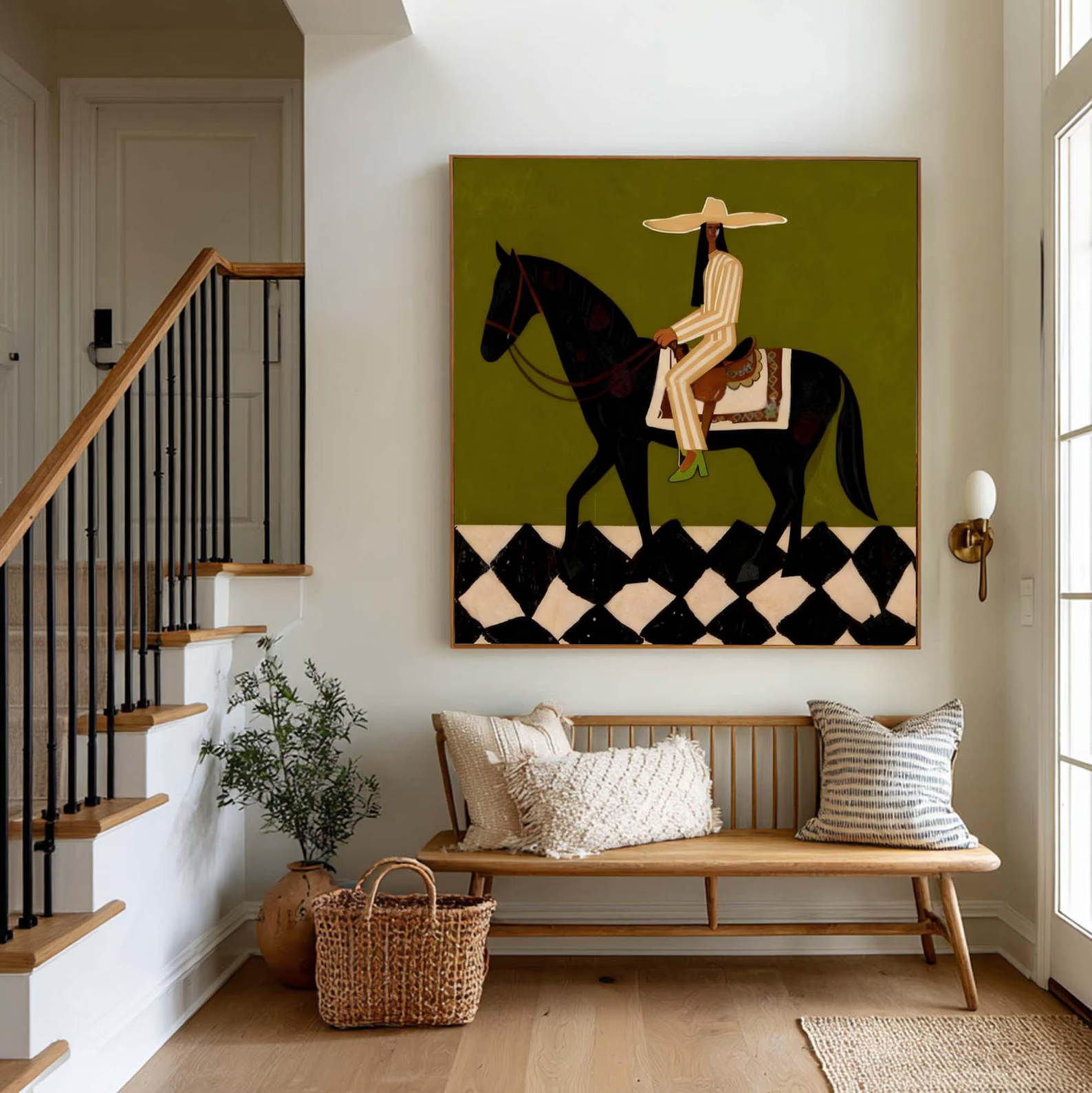 Cowboy Horse Painting – Western Folk Wall Art#yy710055