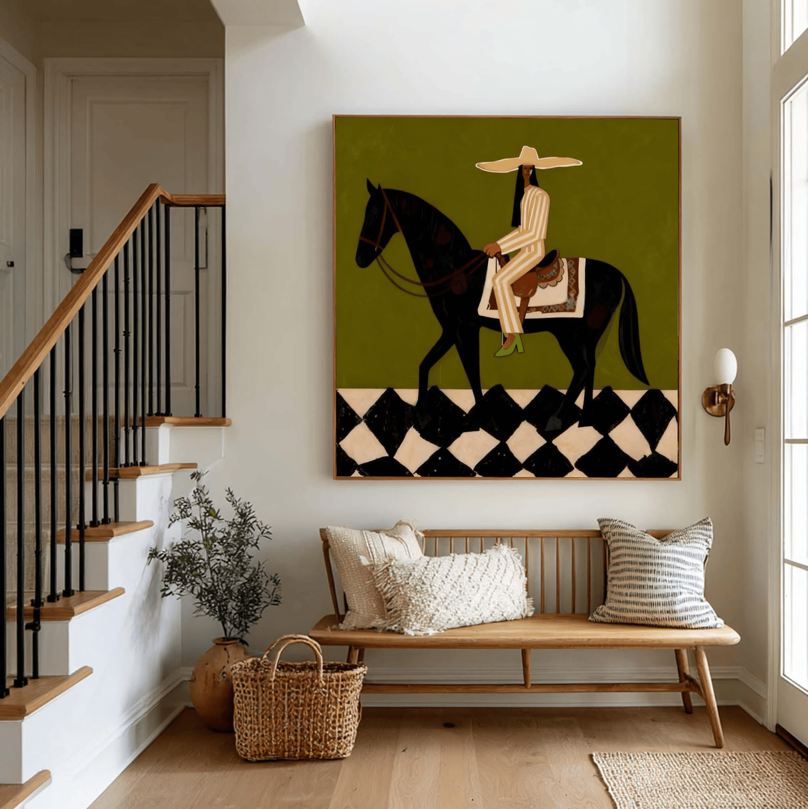 Cowboy Horse Painting – Western Folk Wall Art#yy710055