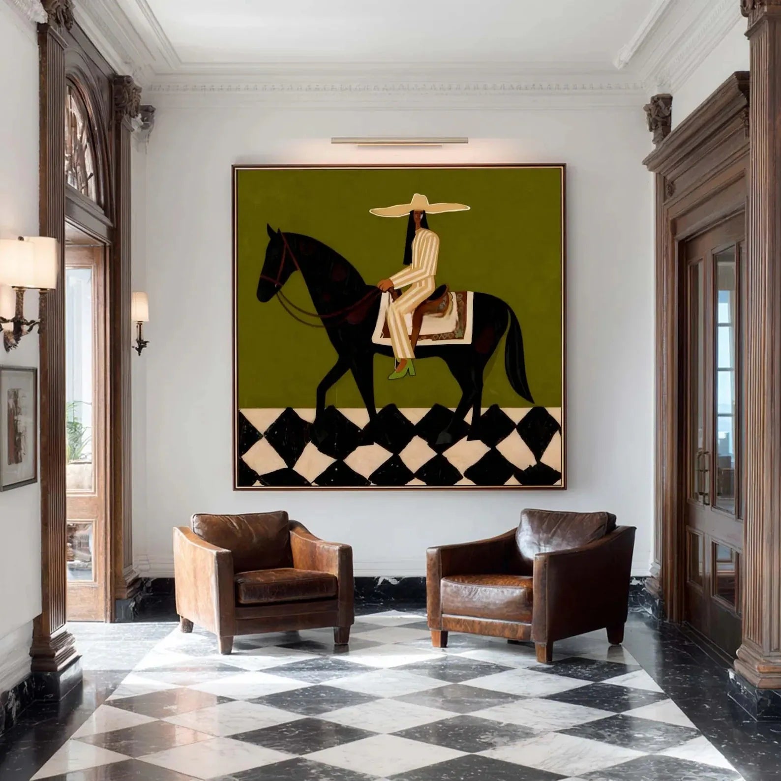 Cowboy Horse Painting – Western Folk Wall Art#yy710055