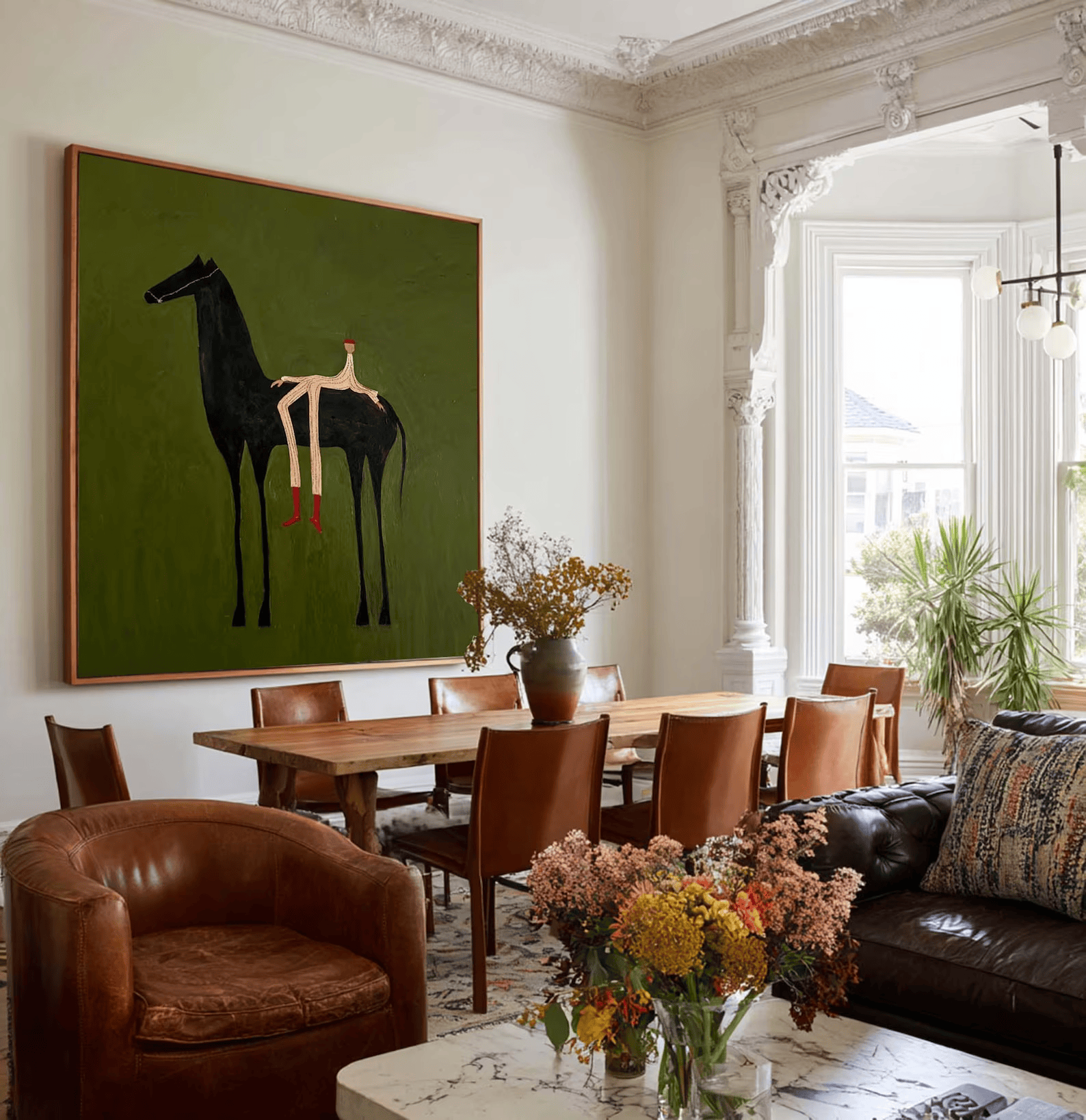 Black Horse Painting – Minimalist Equestrian Wall Art#yy710057