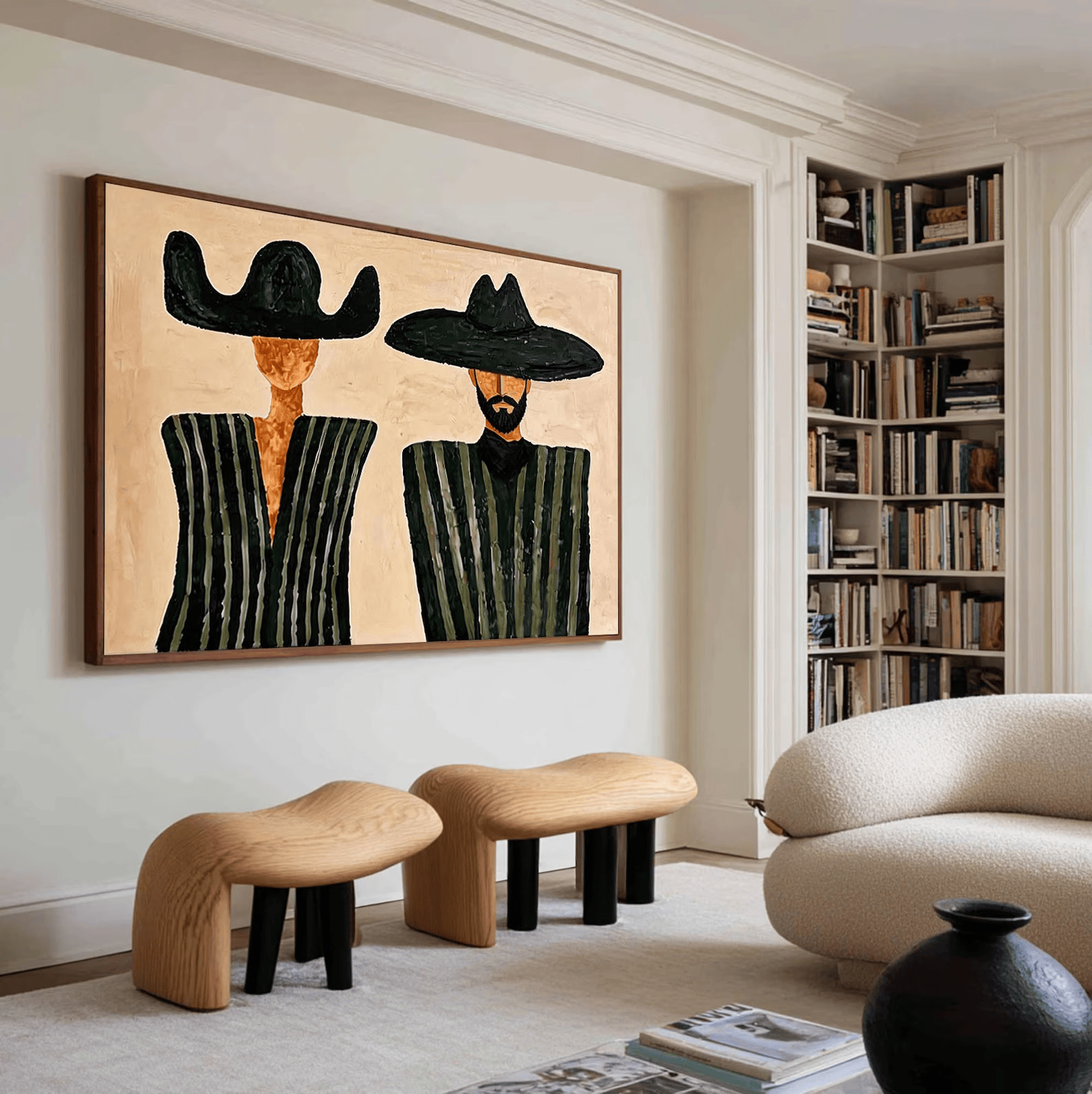 texture Mexican Folk Portrait Painting – Southwestern Wall Art#yy710059